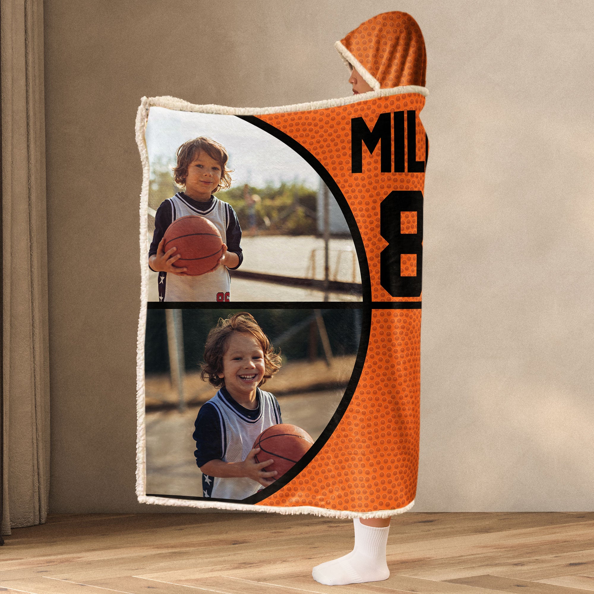 Basketball Lovers Gift For Son, Daughter - Personalized Photo Wearable Blanket Hoodie