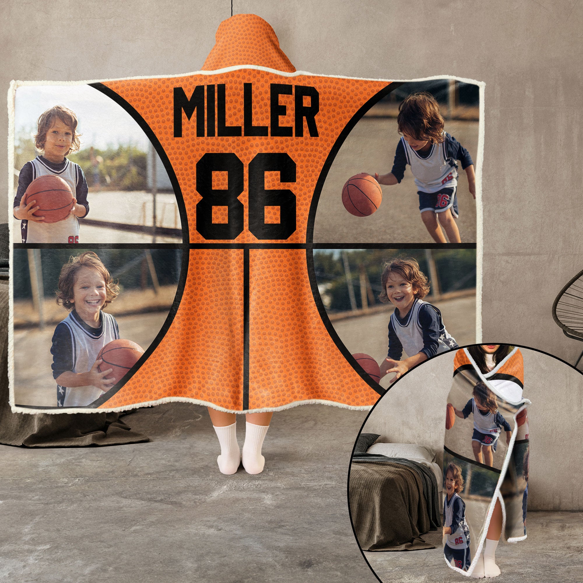 Basketball Lovers Gift For Son, Daughter - Personalized Photo Wearable Blanket Hoodie