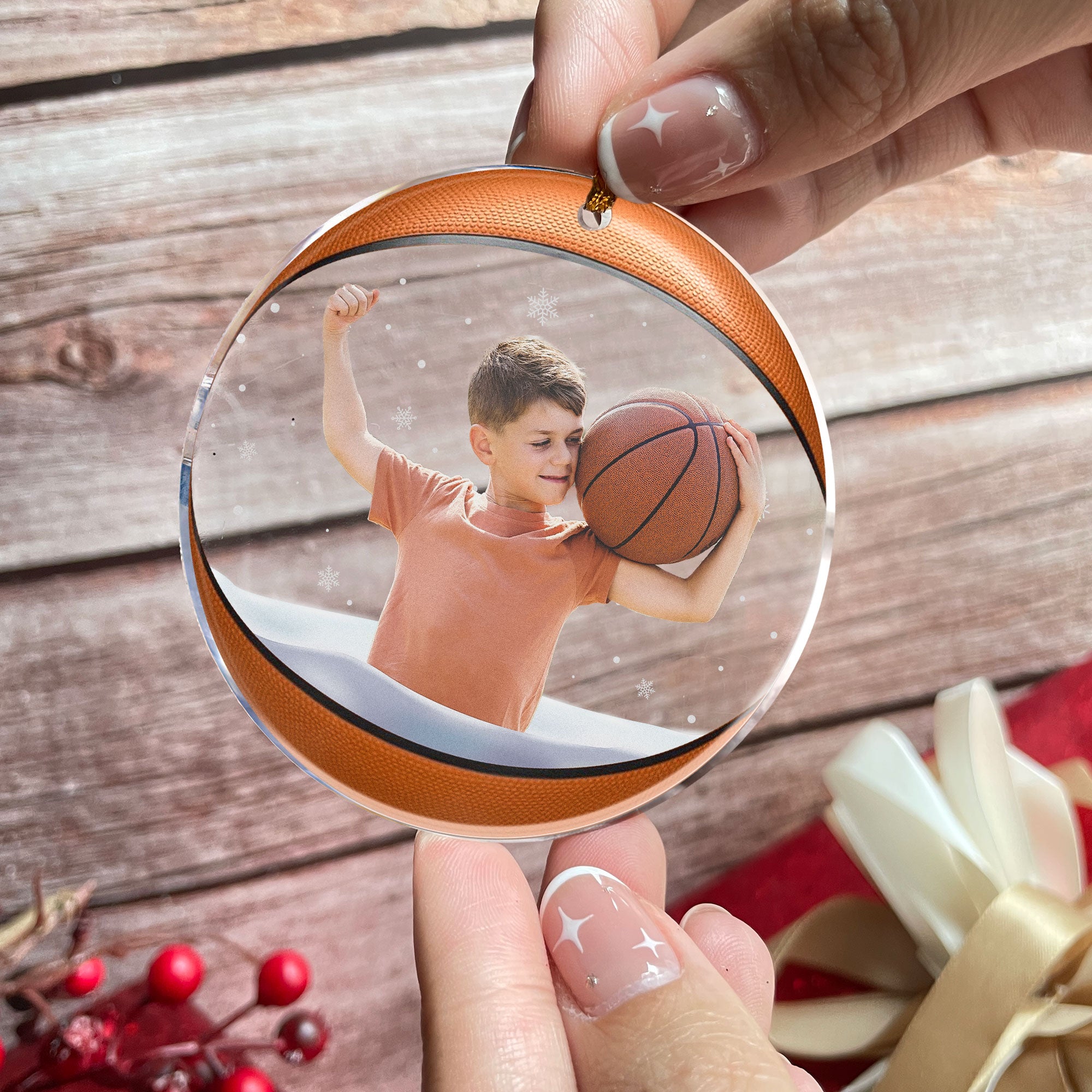 Basketball Ornament - Basketball Team Photo - Personalized Acrylic Photo Ornament