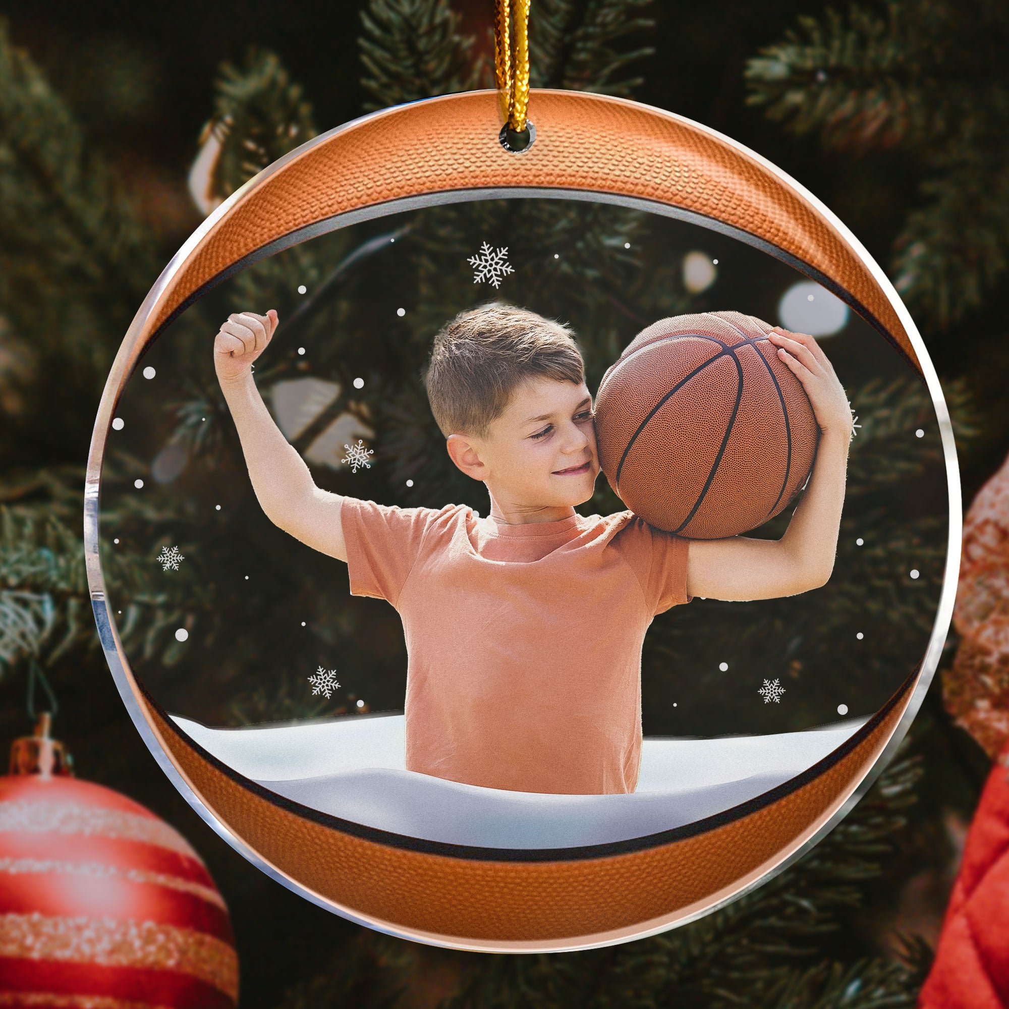 Basketball Ornament - Basketball Team Photo - Personalized Acrylic Photo Ornament