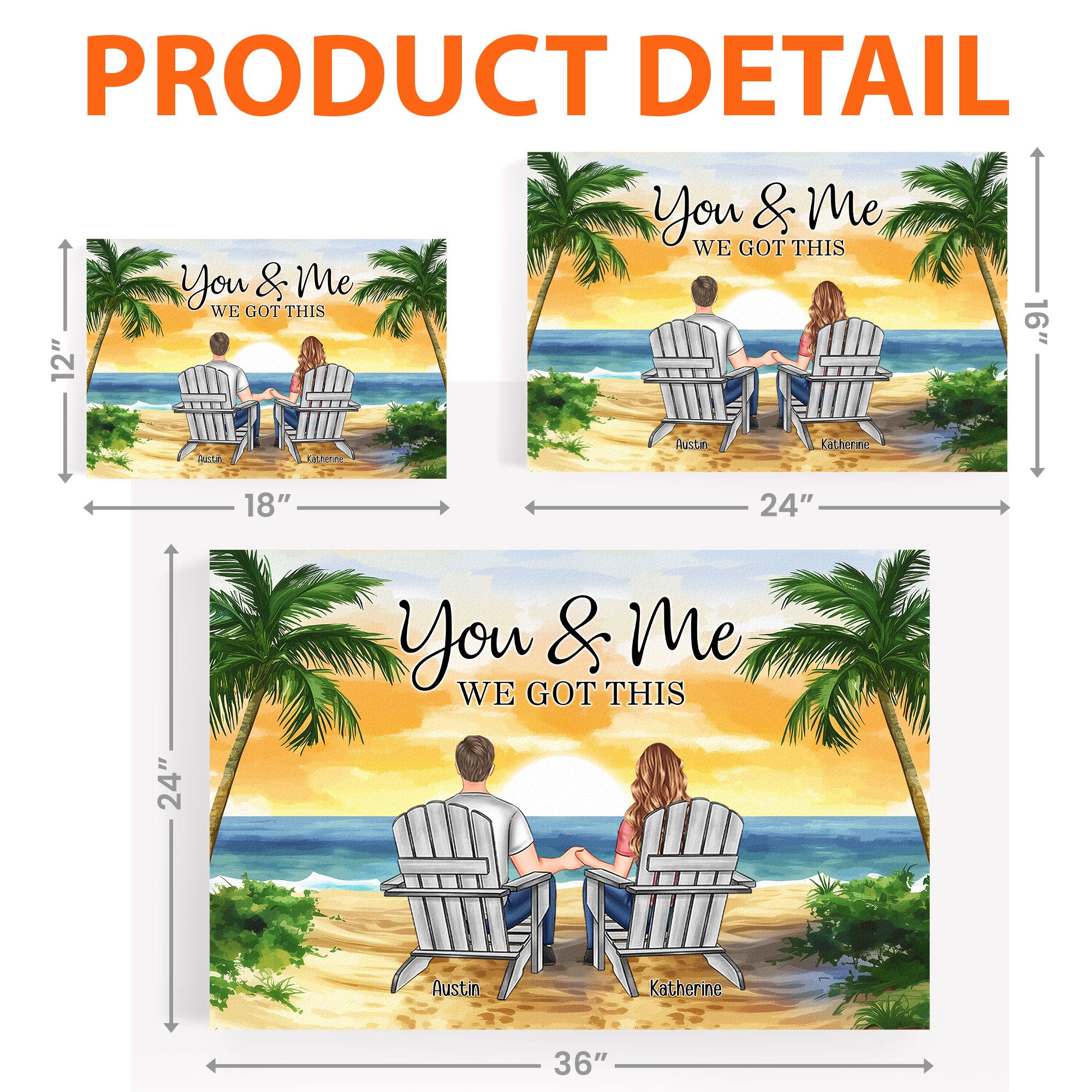 Beach Scene Palm Trees You & Me We Got This - Personalized Poster