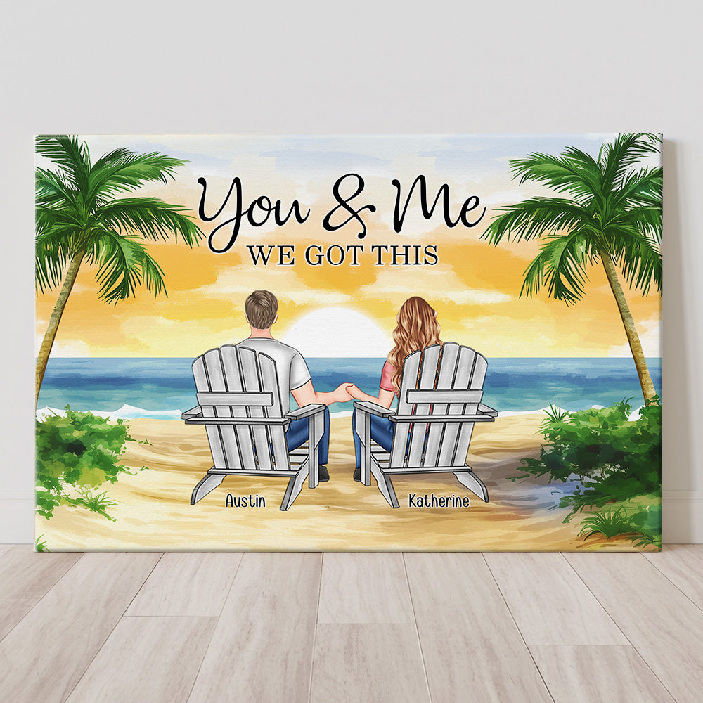 Beach Scene Palm Trees You & Me We Got This - Personalized Wrapped Canvas