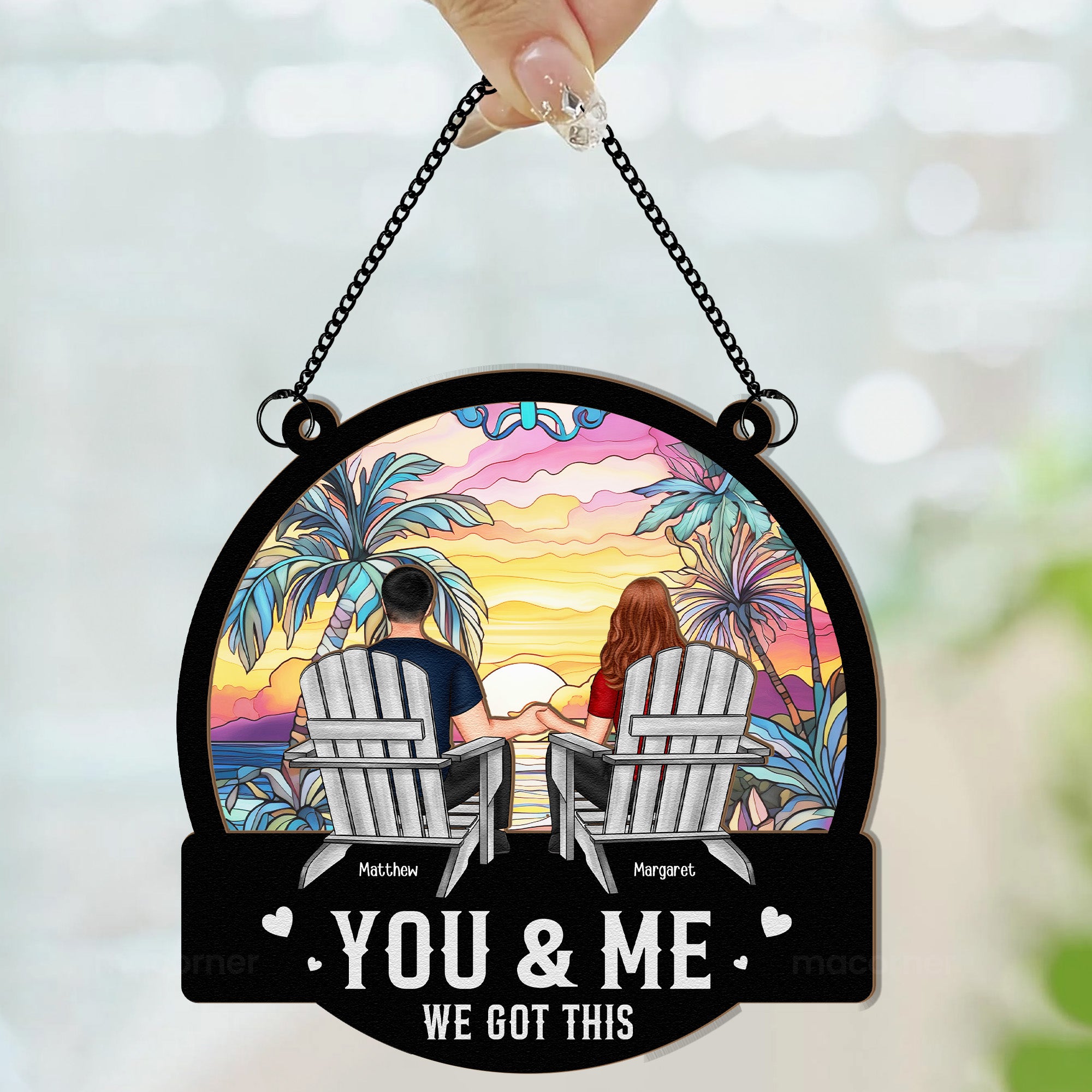 Beach Scene You & Me We Got This - Personalized Window Hanging Suncatcher Ornament