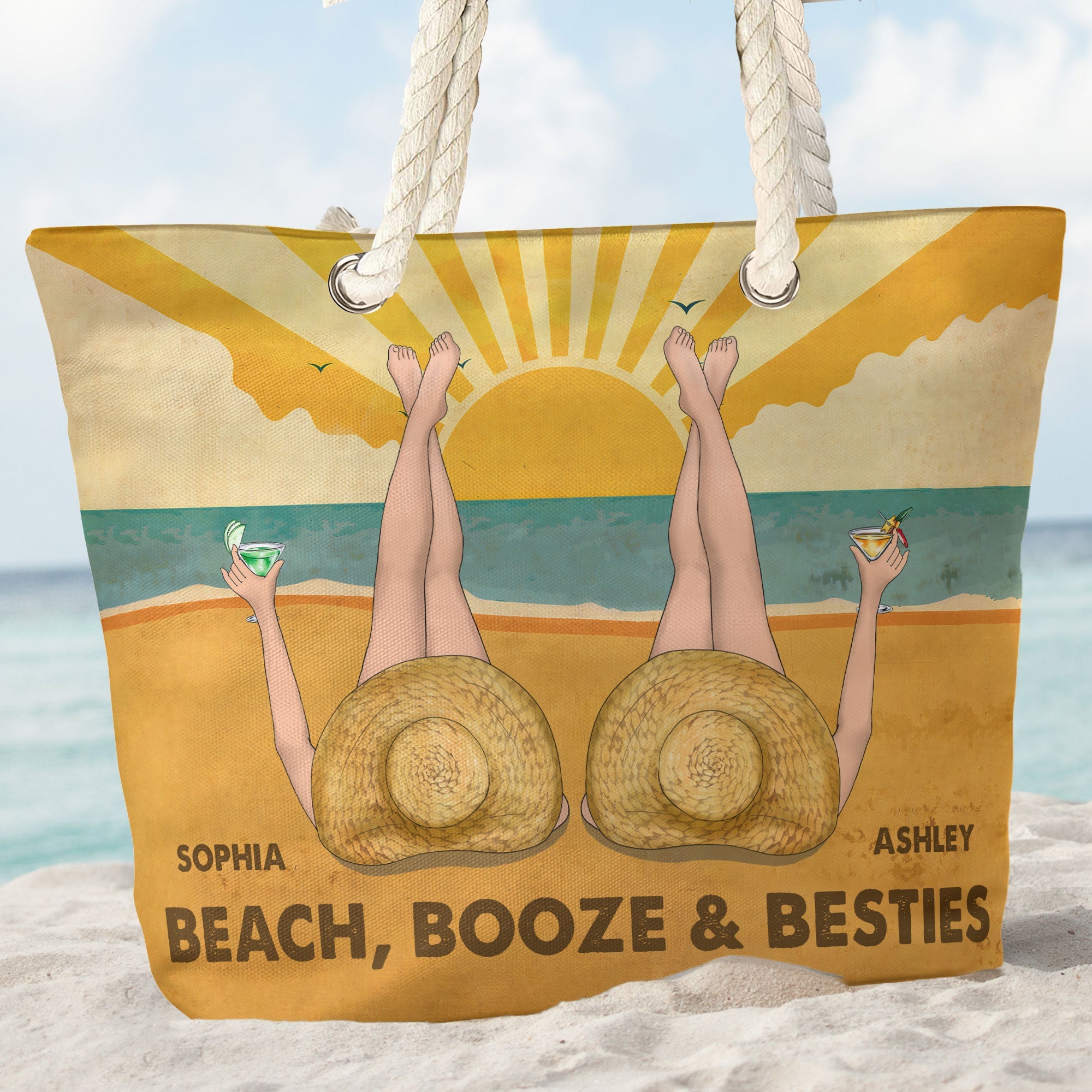 Beach, Booze & Besties - Personalized Beach Bag