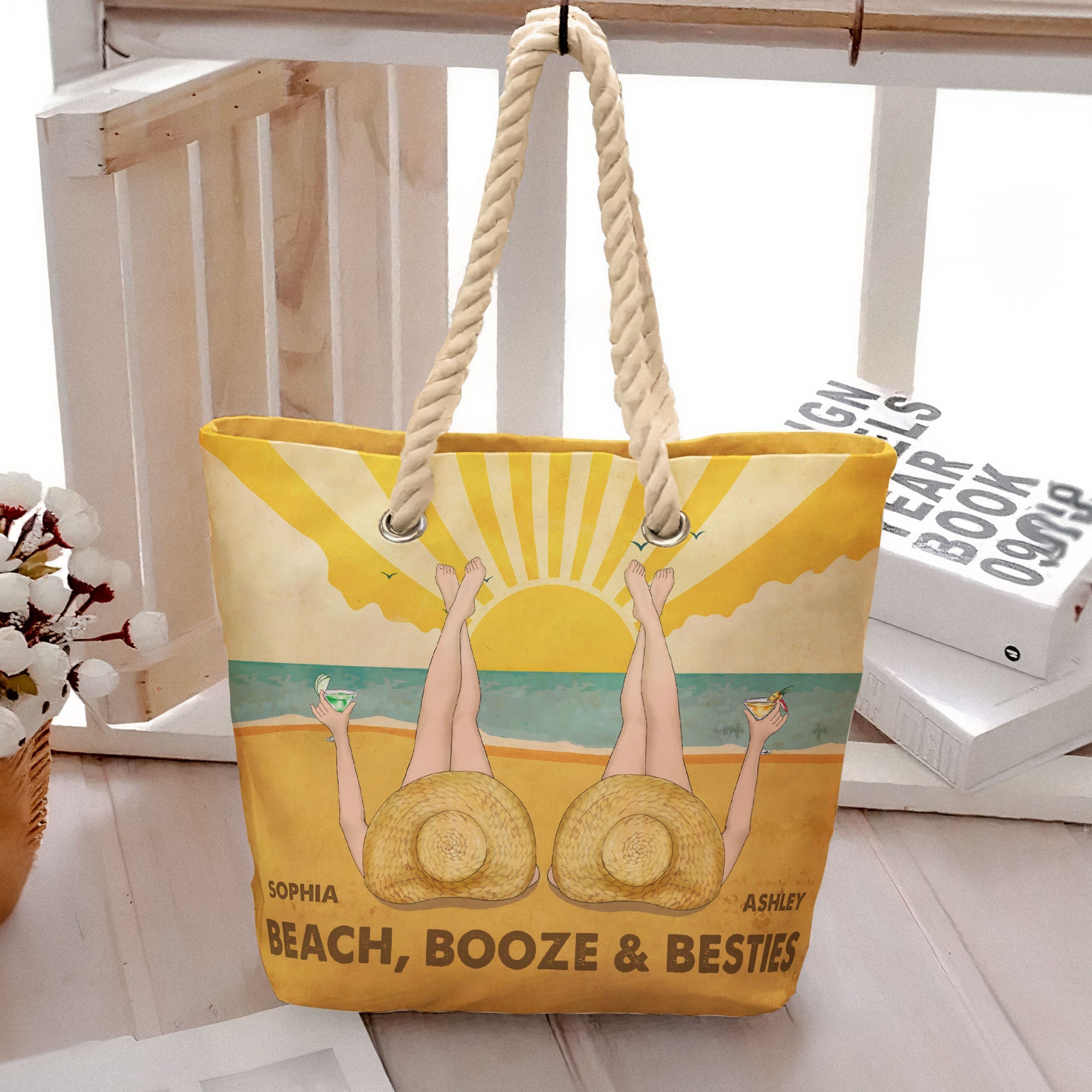 Beach, Booze & Besties - Personalized Beach Bag