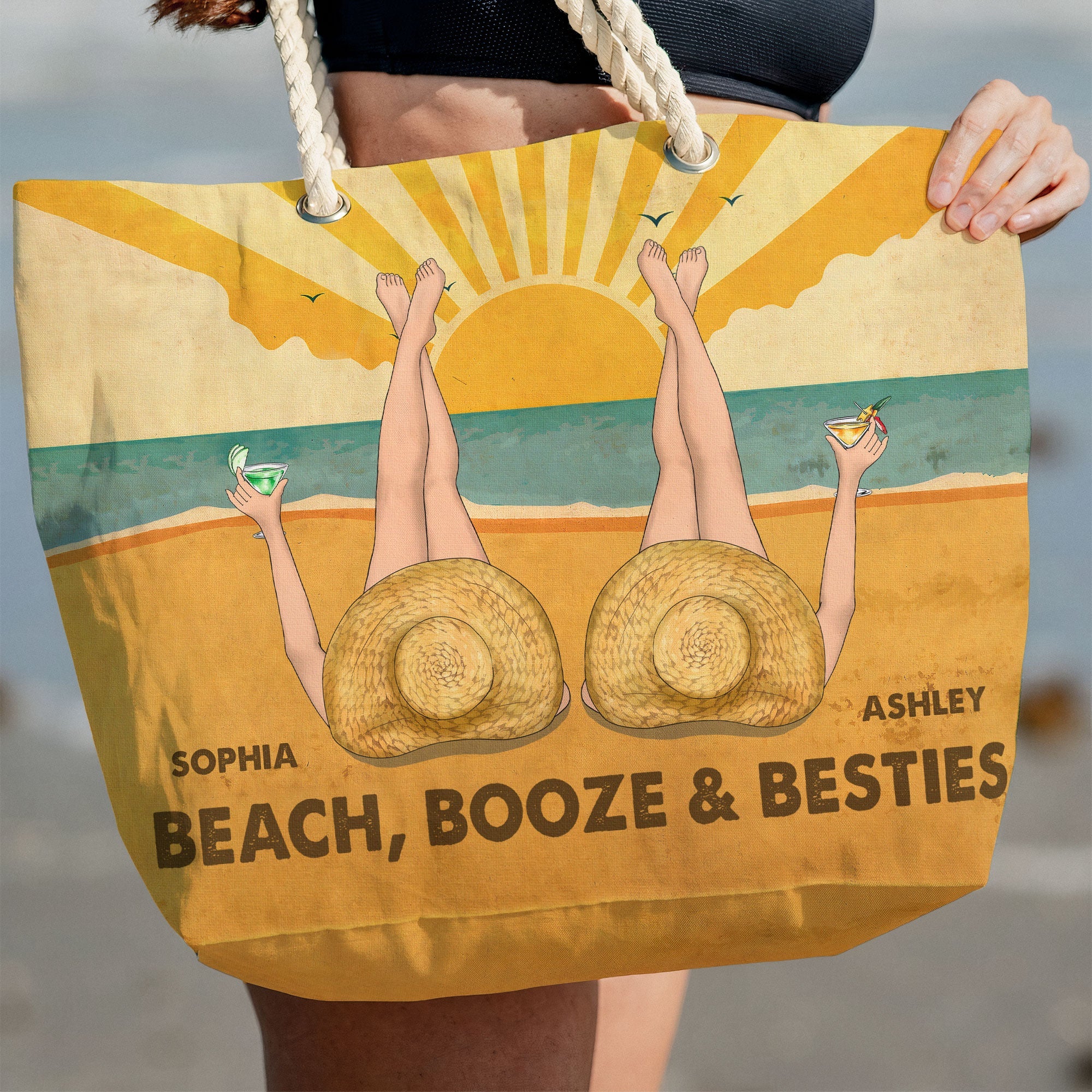 Beach, Booze & Besties - Personalized Beach Bag