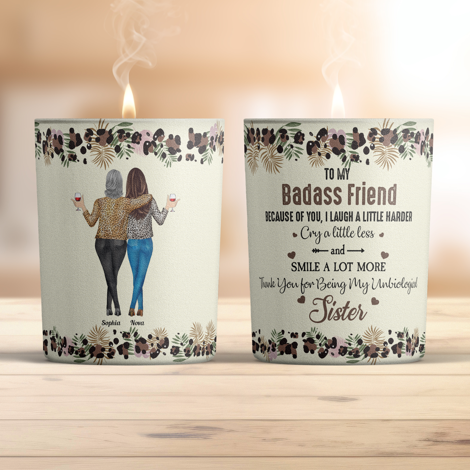 Because Of You I Laugh A Little Harder Friendship - Personalized Candle