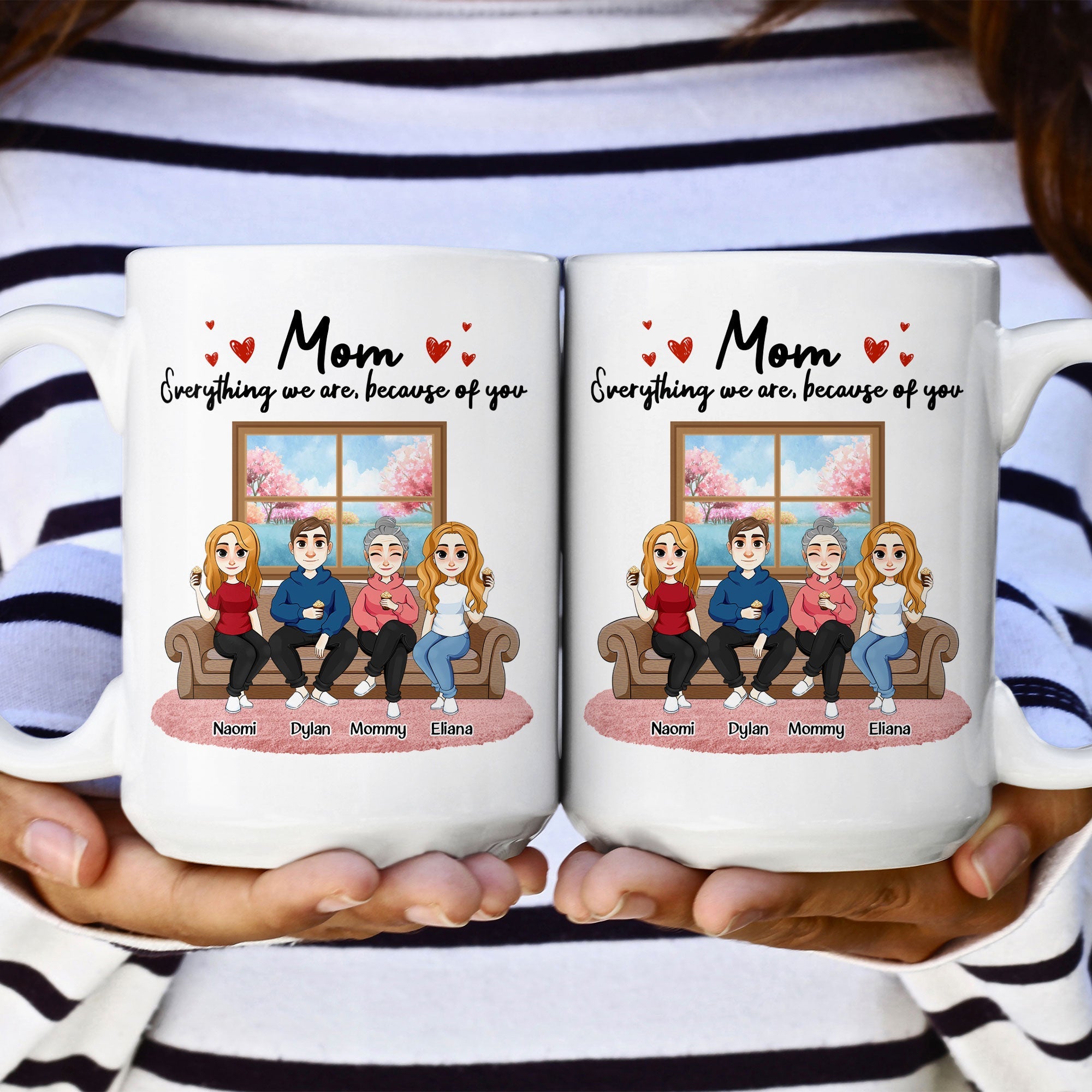 Because Of You, Mom - Personalized Mug