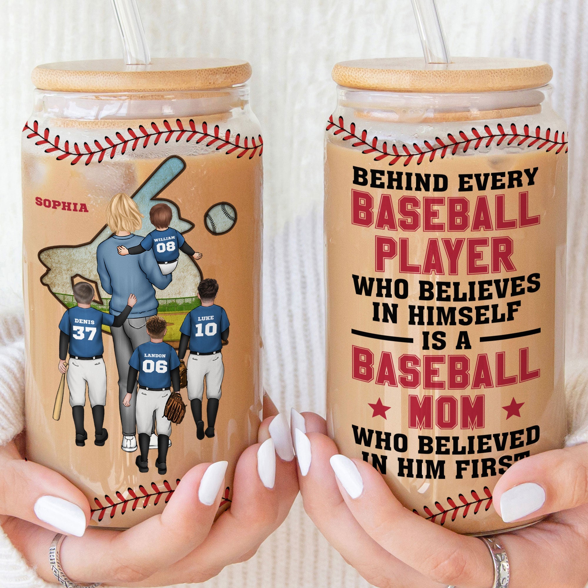 Behind Every Baseball Player - Personalized Clear Glass Cup