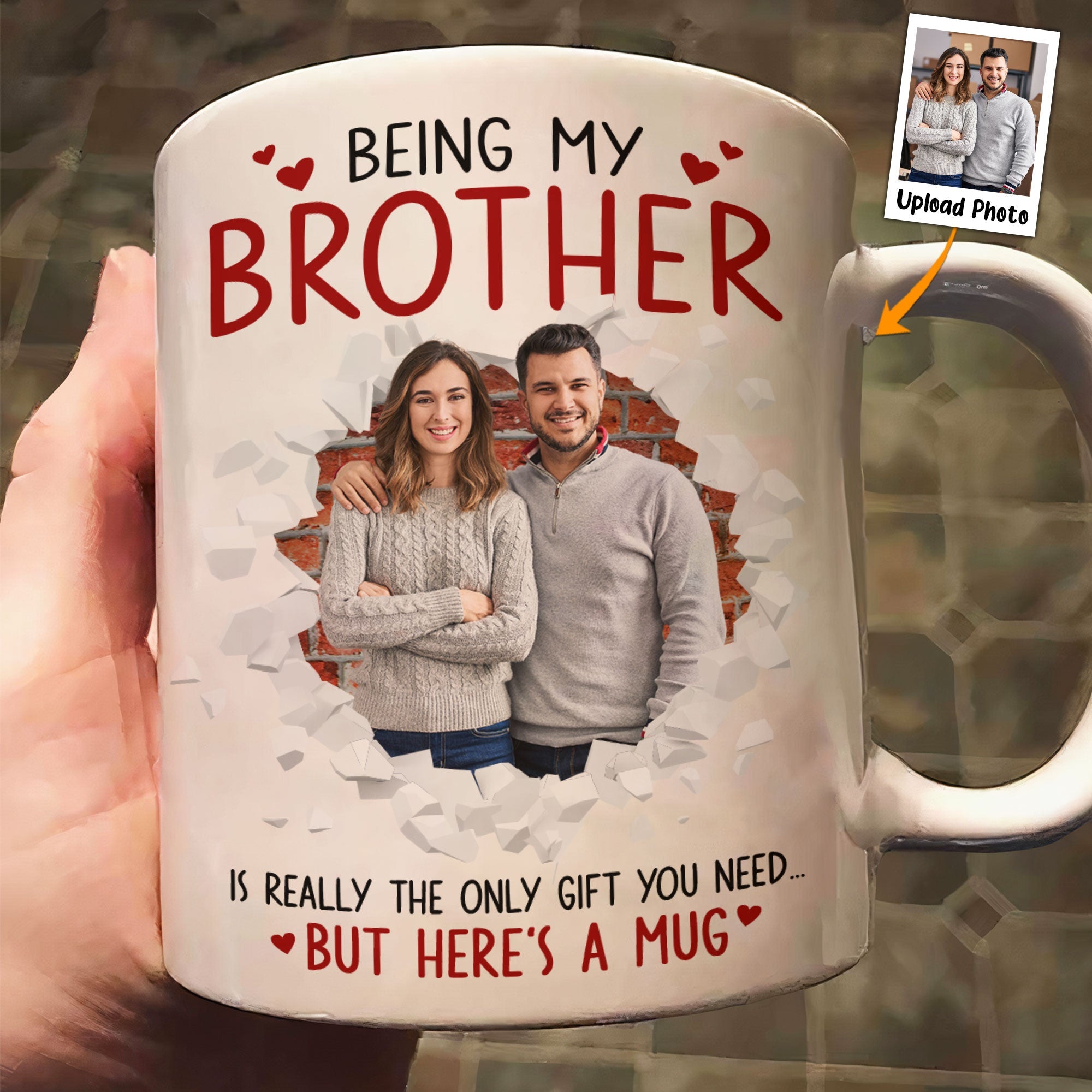 Being My Brother Is Really The Only Gift You Need - Personalized Photo Funny Mug