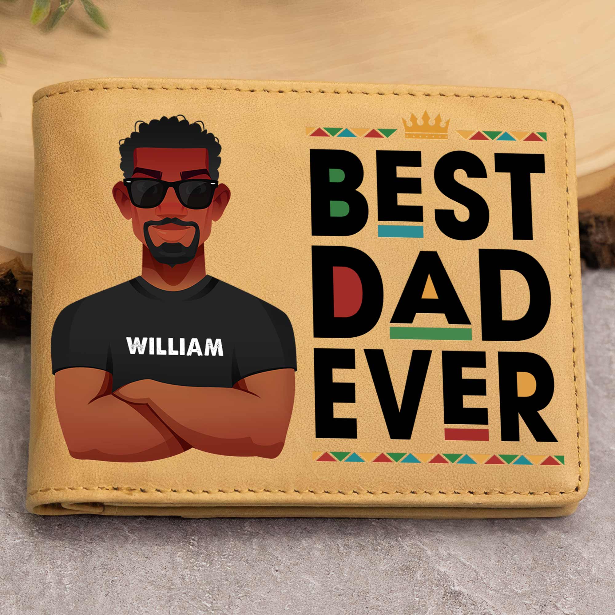 Best Black Dad Ever - Personalized Leather Wallet