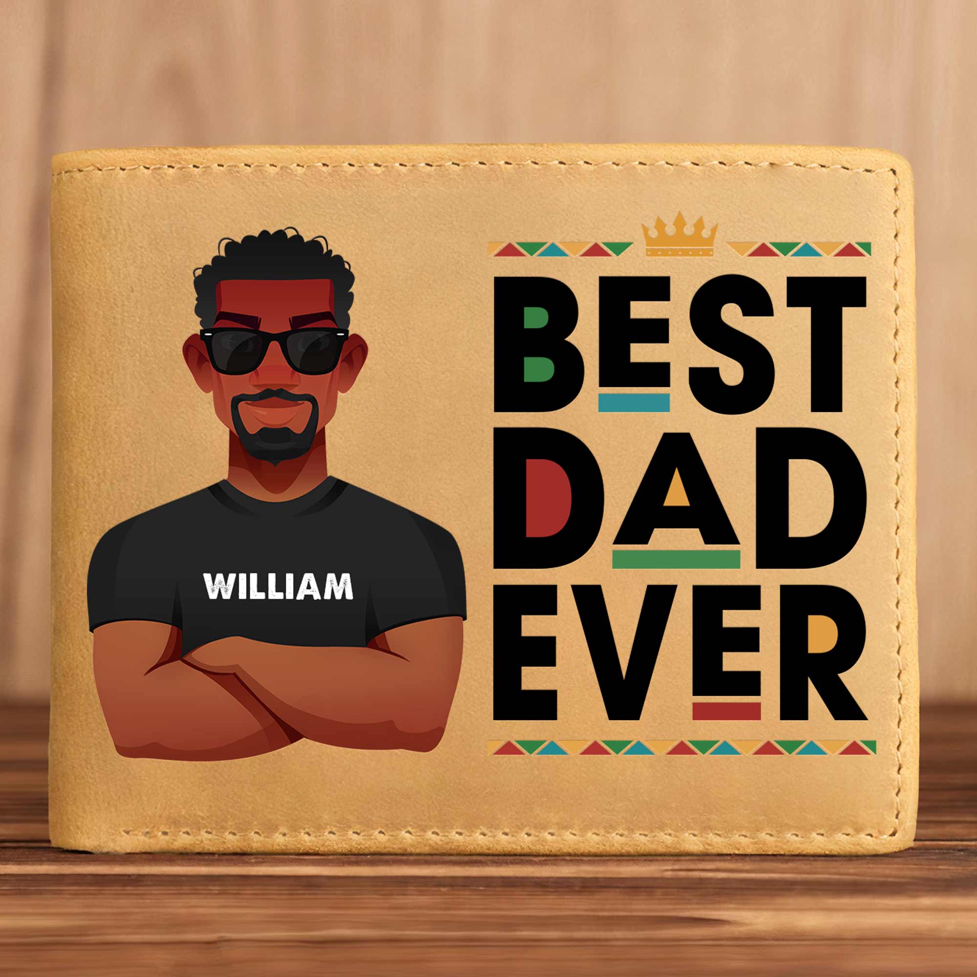 Best Black Dad Ever - Personalized Leather Wallet