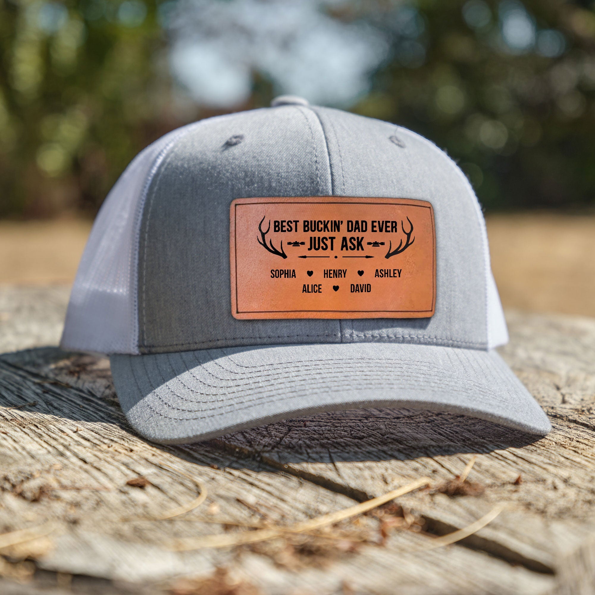 Best Buckin Dad Ever - Personalized Leather Patch Hat