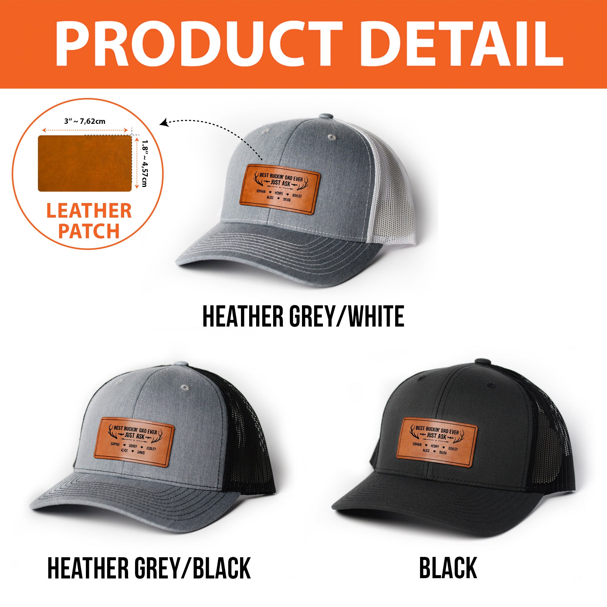 Best Buckin Dad Ever - Personalized Leather Patch Hat