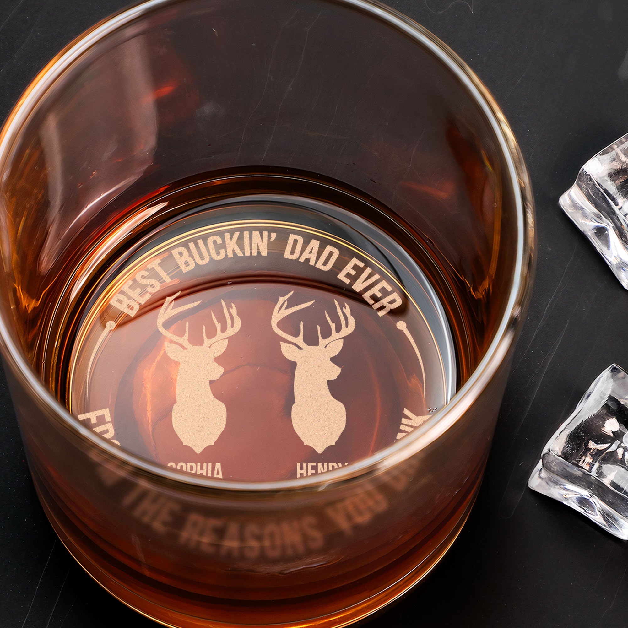 Best Buckin' Dad Ever - Personalized Engraved Whiskey Glass