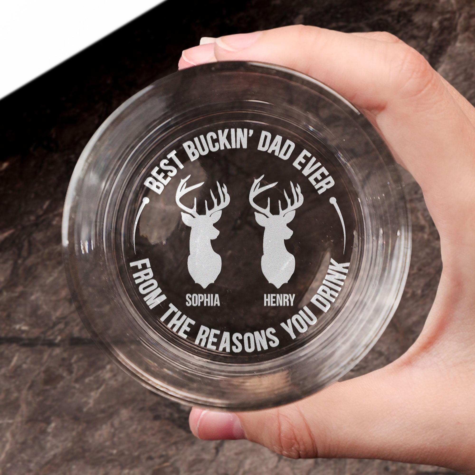 Best Buckin' Dad Ever - Personalized Engraved Whiskey Glass