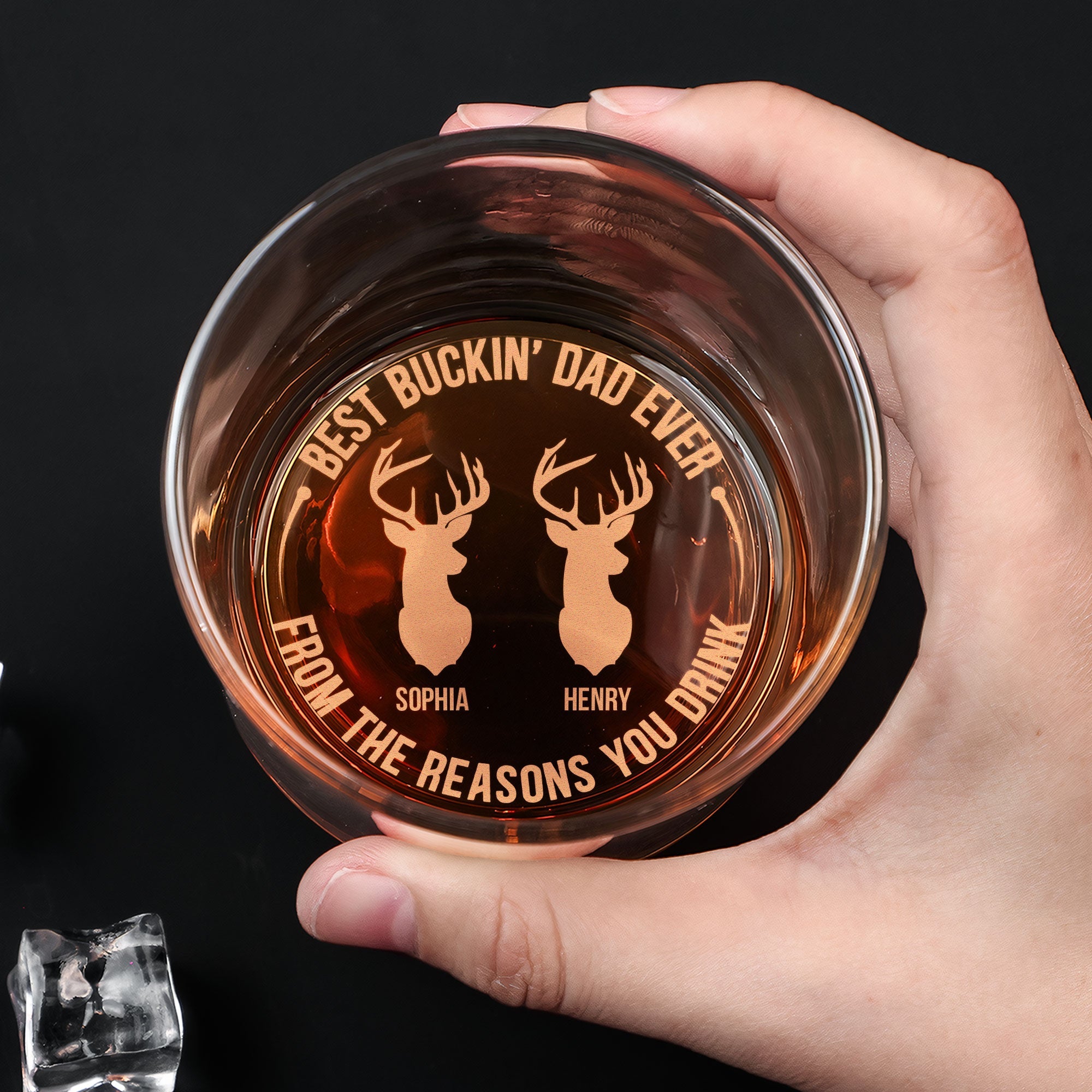 Best Buckin' Dad Ever - Personalized Engraved Whiskey Glass