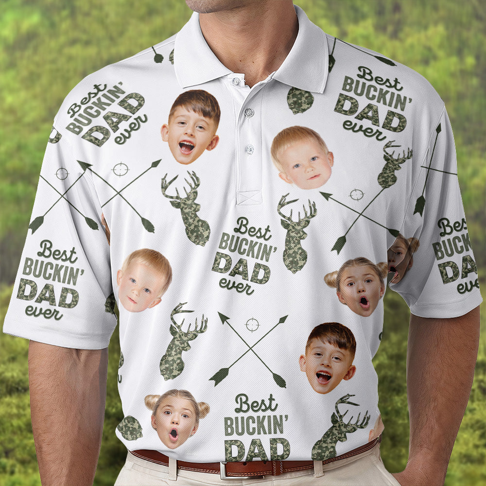 Best Buckin' Dad Ever - Personalized Photo Polo Shirt