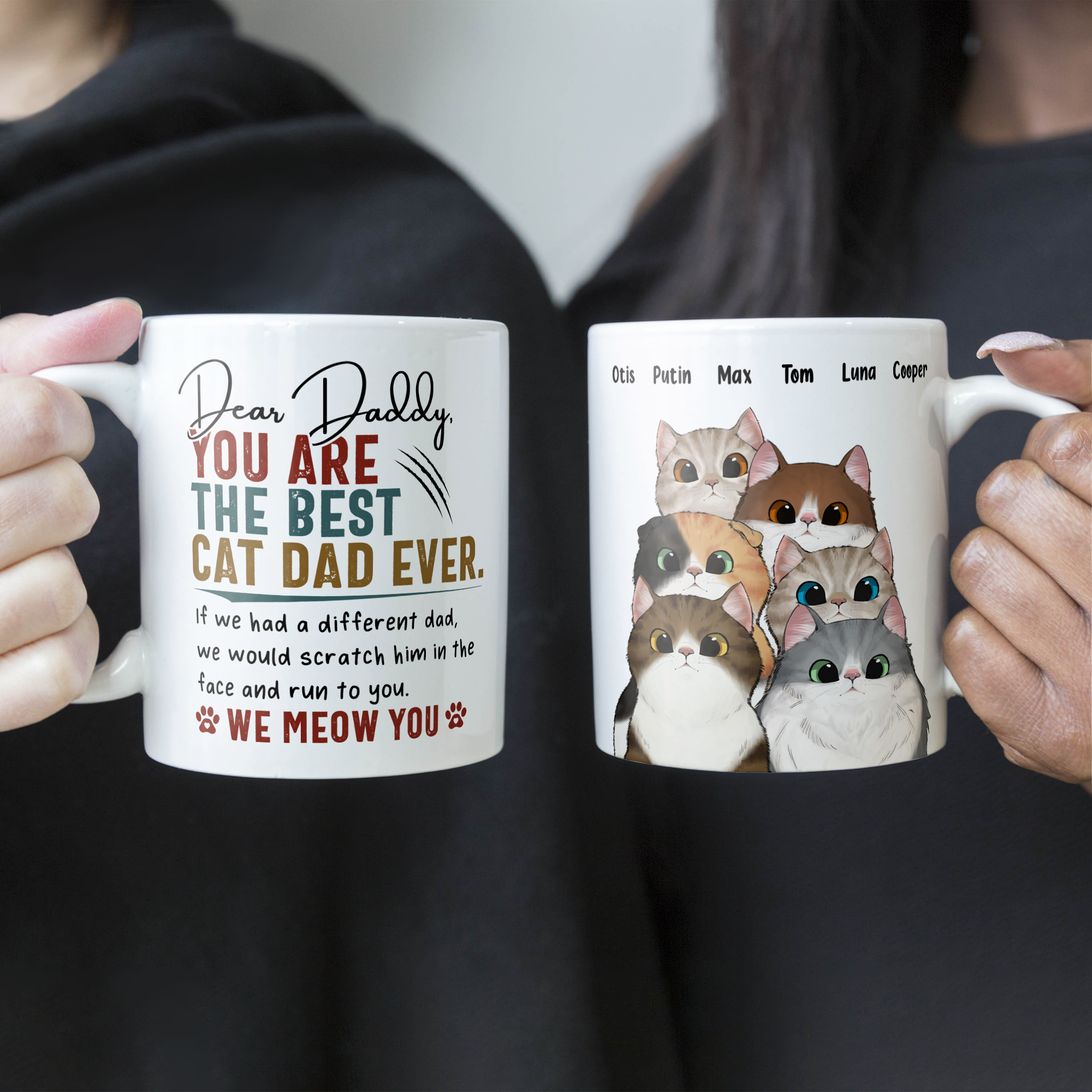 Best Cat Dad Ever - Personalized Mug - Birthday, Funny Gift For Cat Mom, Cat Dad, Cat Lovers