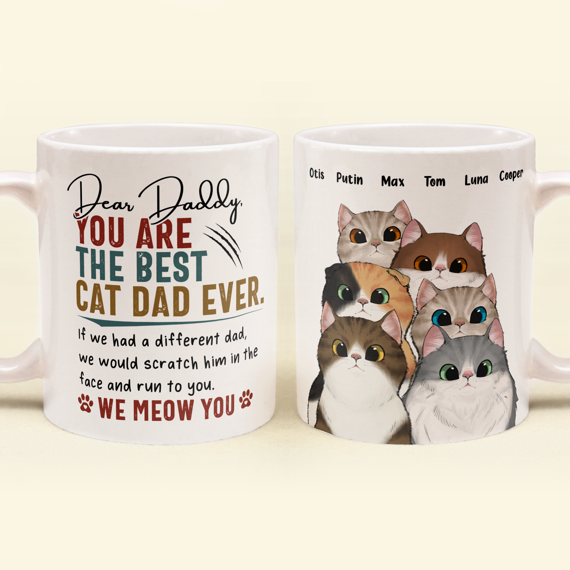 Best Cat Dad Ever - Personalized Mug - Birthday, Funny Gift For Cat Mom, Cat Dad, Cat Lovers