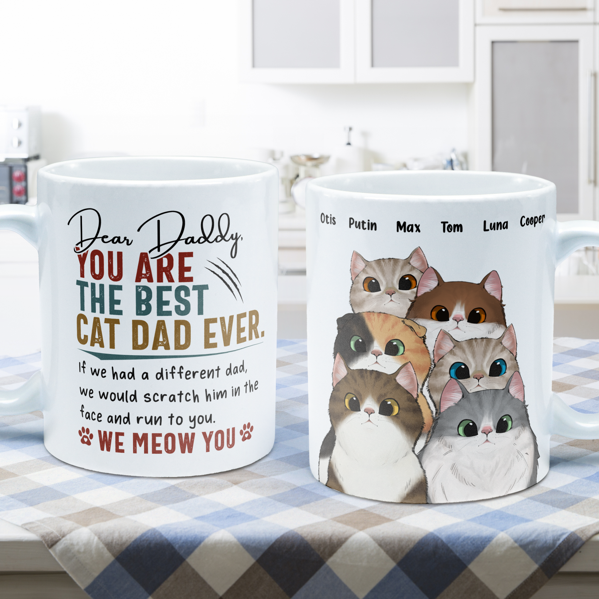 Best Cat Dad Ever - Personalized Mug - Birthday, Funny Gift For Cat Mom, Cat Dad, Cat Lovers