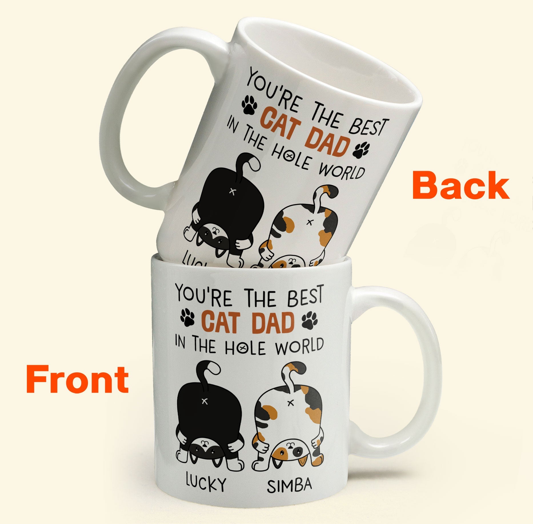 Best Cat Dad In The Hole World - Personalized Mug