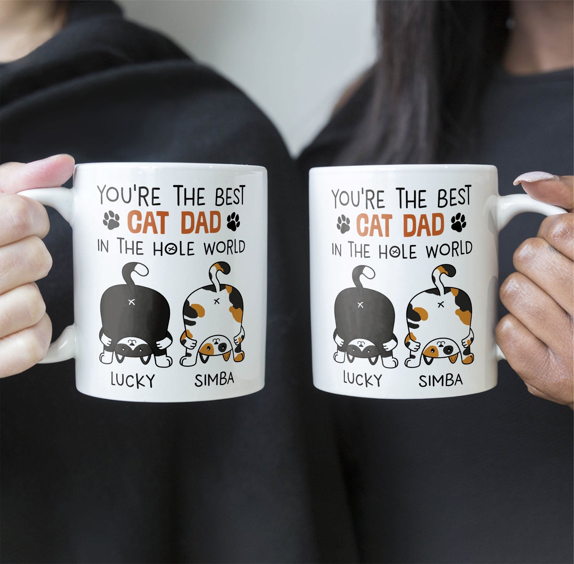 Best Cat Dad In The Hole World - Personalized Mug