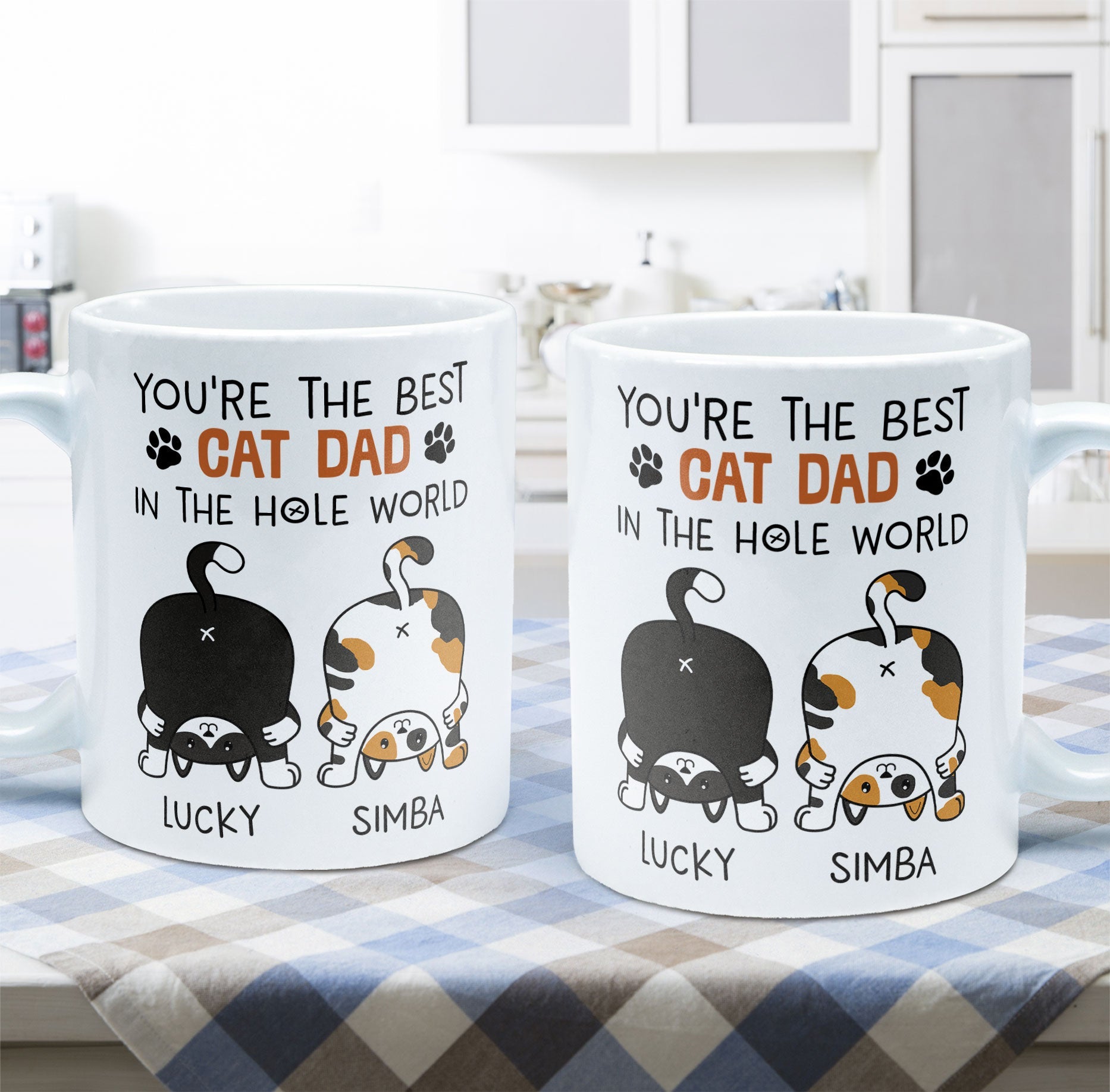 Best Cat Dad In The Hole World - Personalized Mug