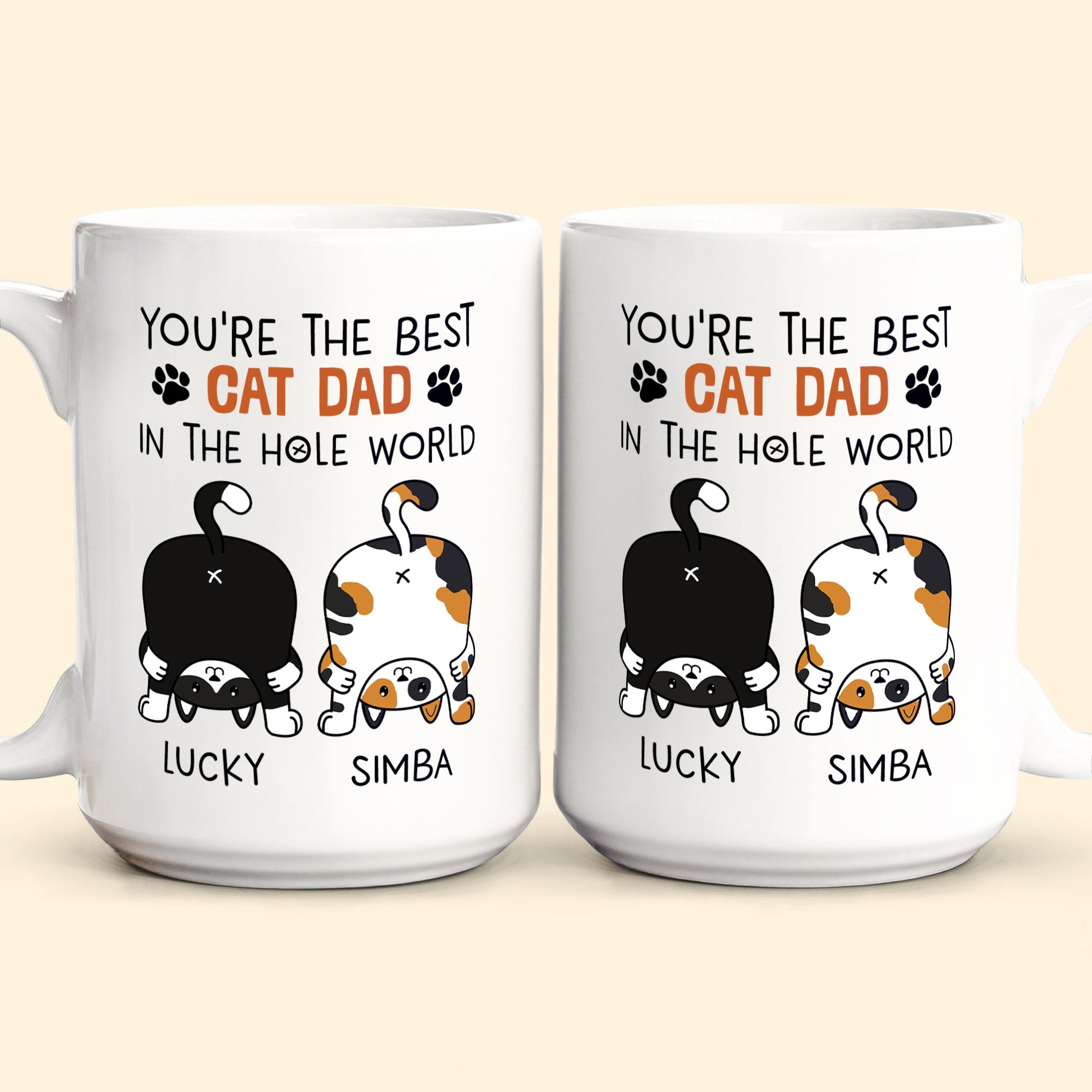 Best Cat Dad In The Hole World - Personalized Mug