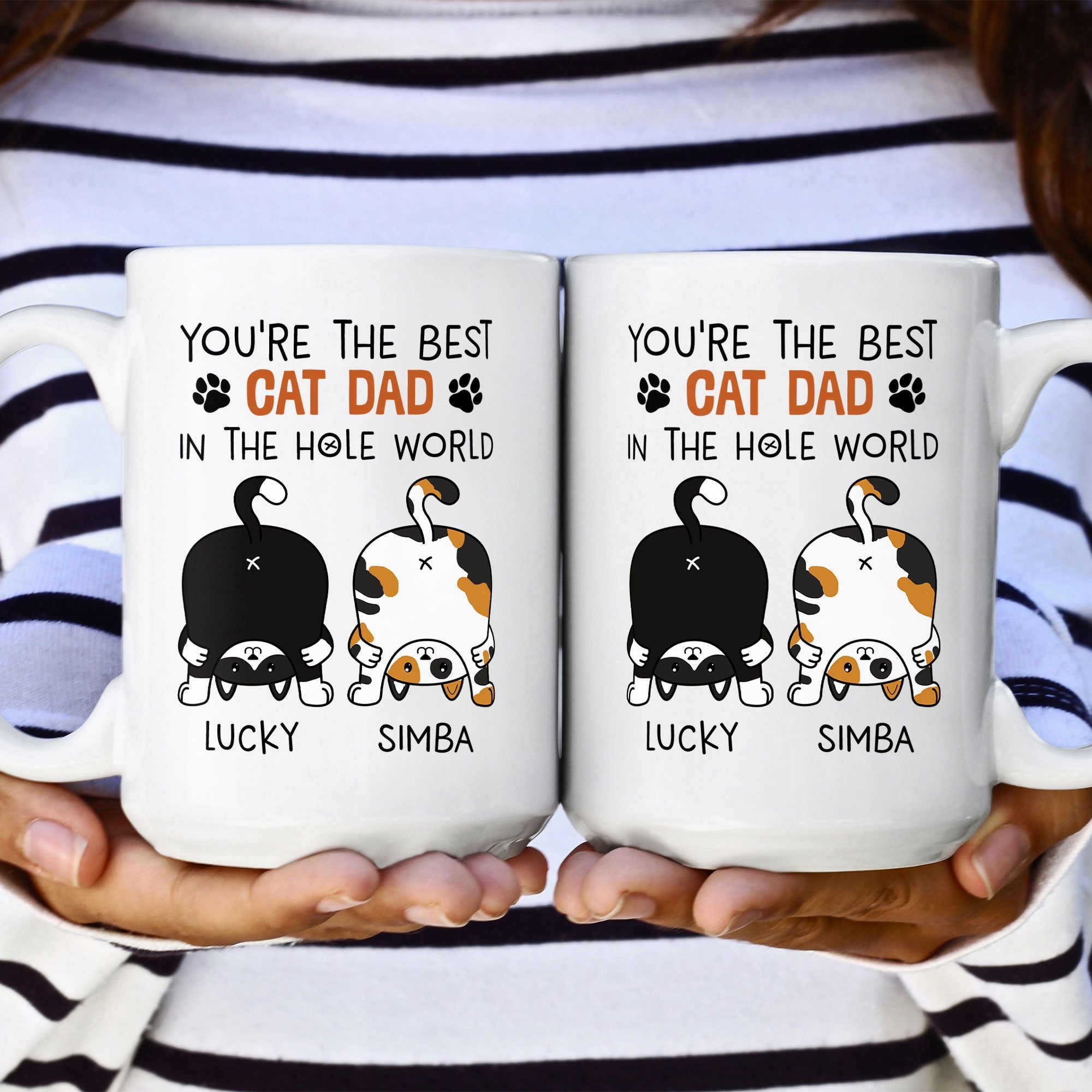 Best Cat Dad In The Hole World - Personalized Mug