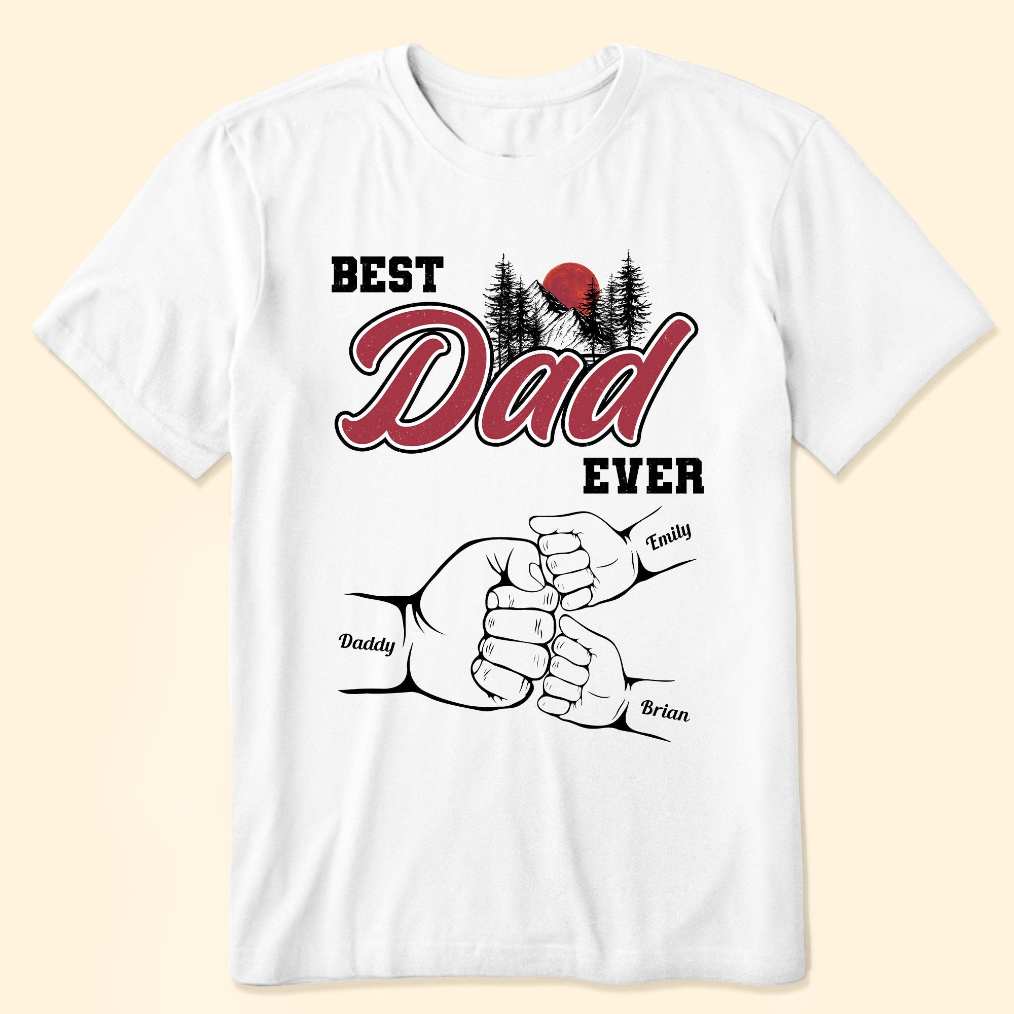 Best Dad Ever Fist Bump Custom Kids' Names - Personalized Shirt