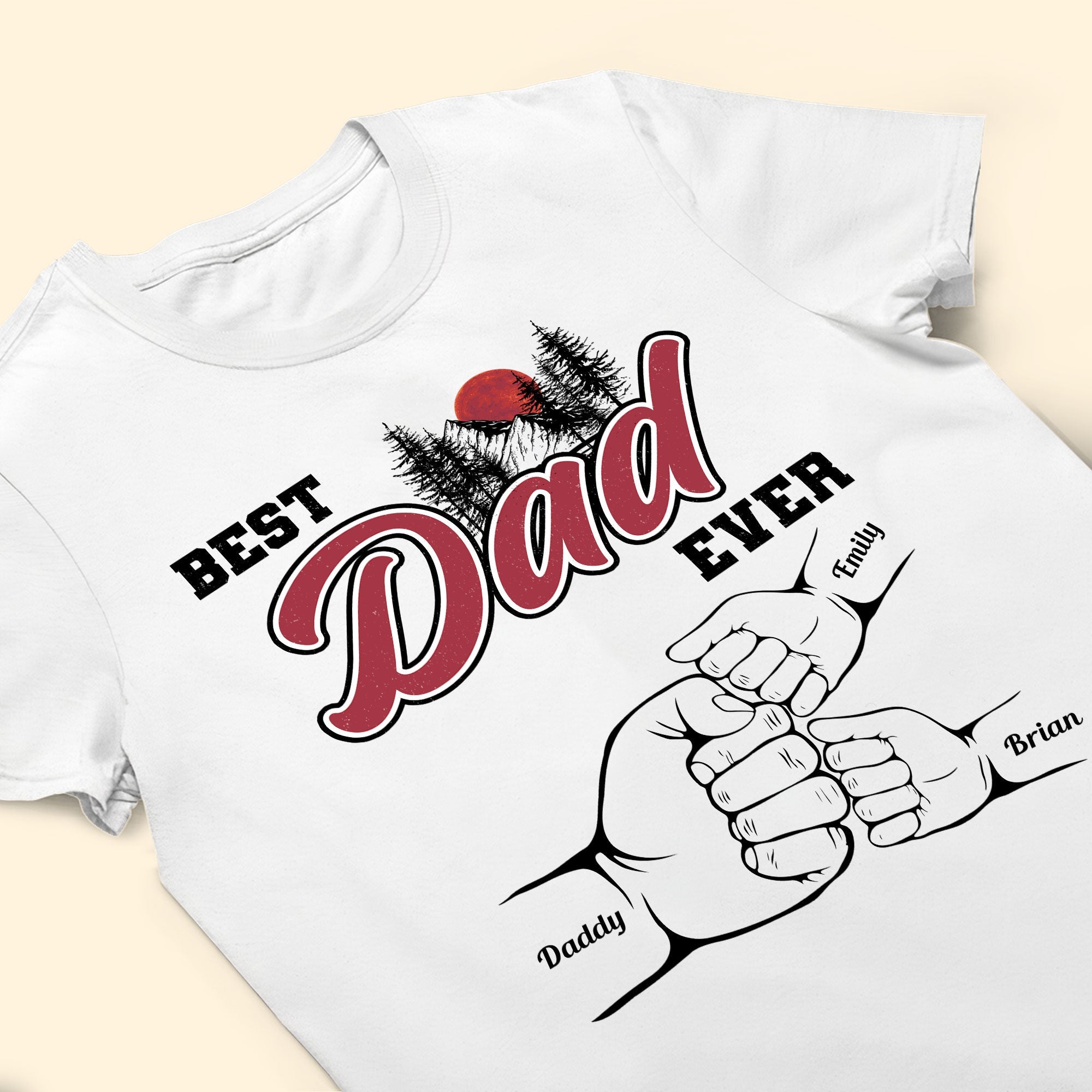 Best Dad Ever Fist Bump Custom Kids' Names - Personalized Shirt