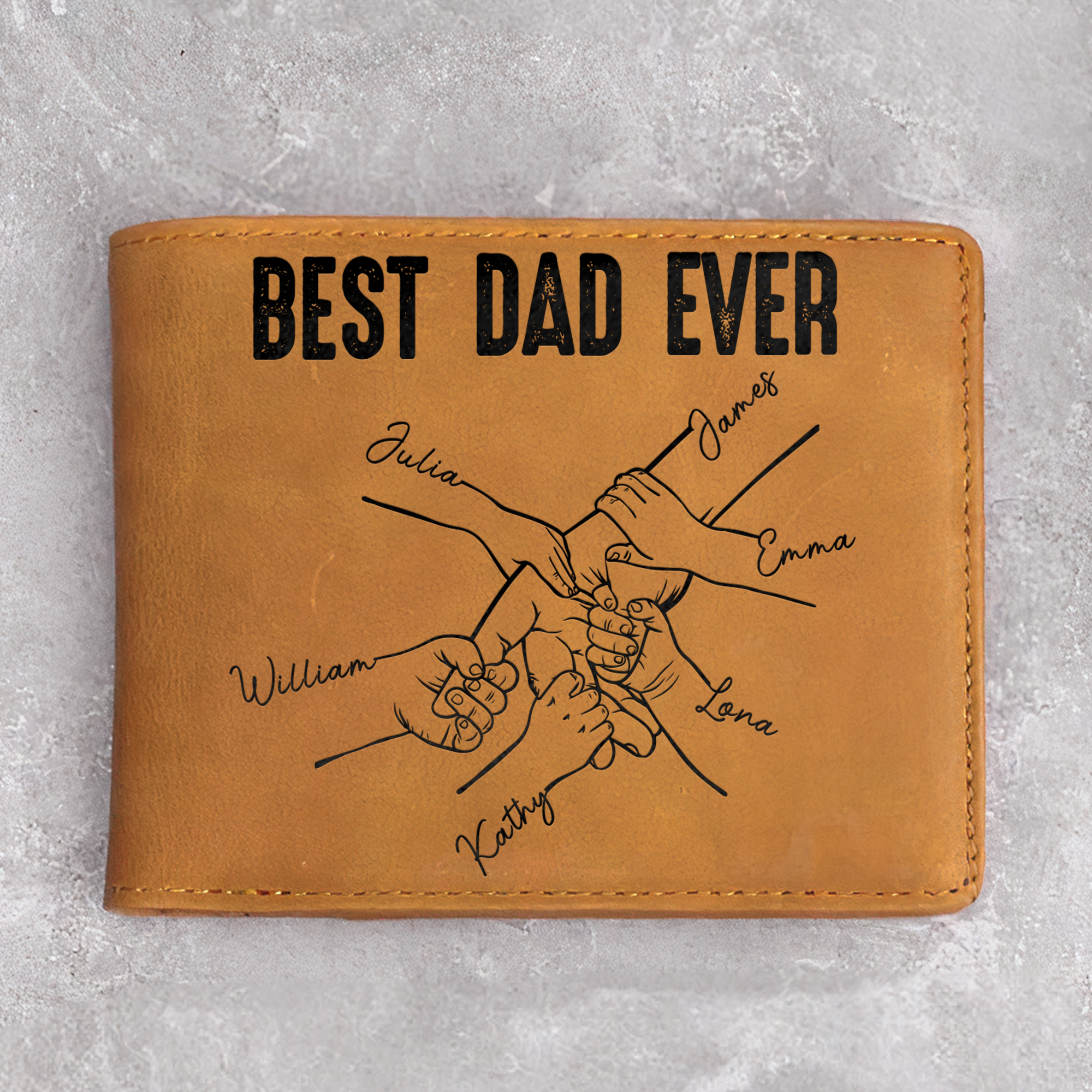 Best Dad Ever For Grandpa, Daddy Custom With Kids Names - Personalized Leather Wallet