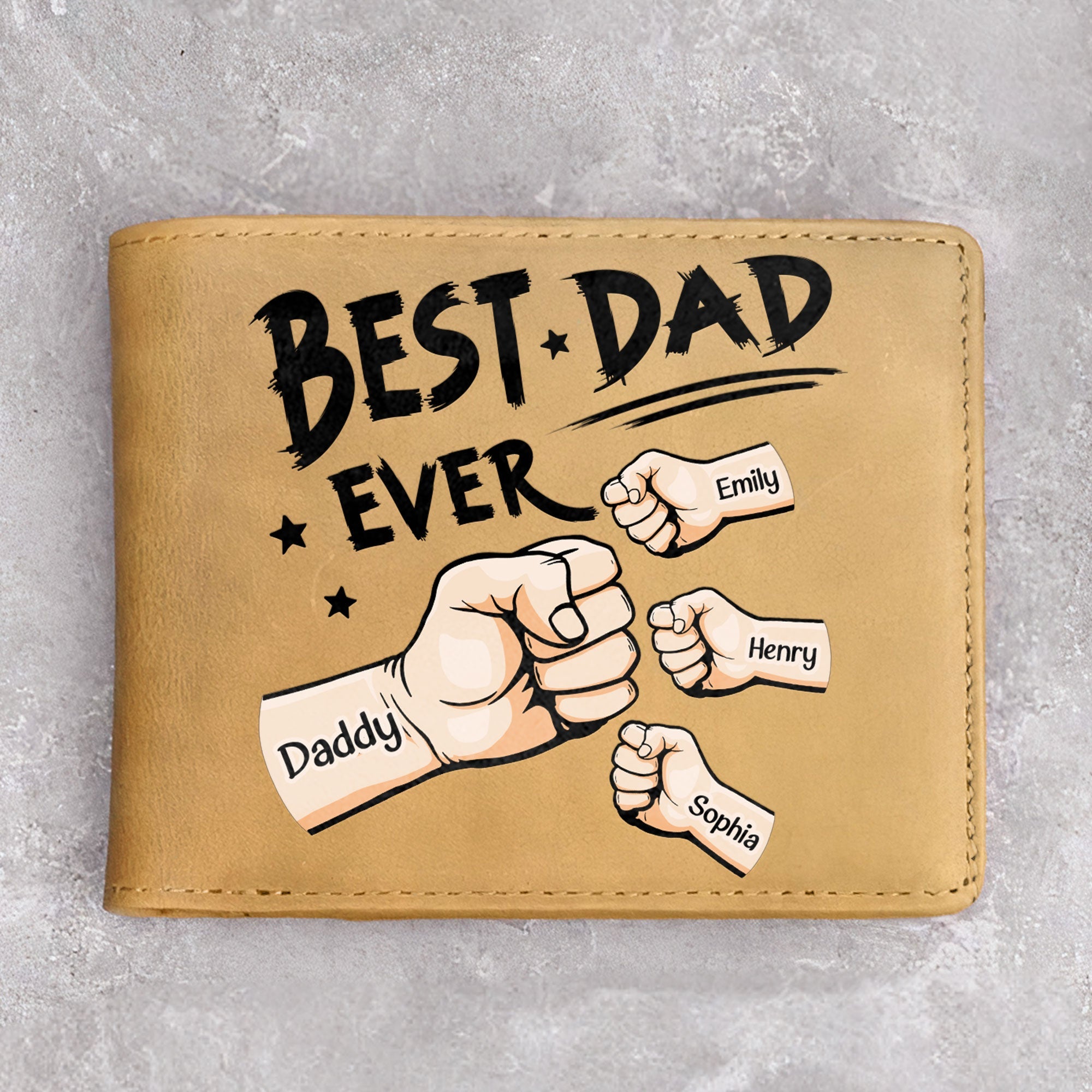 Best Dad Ever New Version - Personalized Leather Wallet