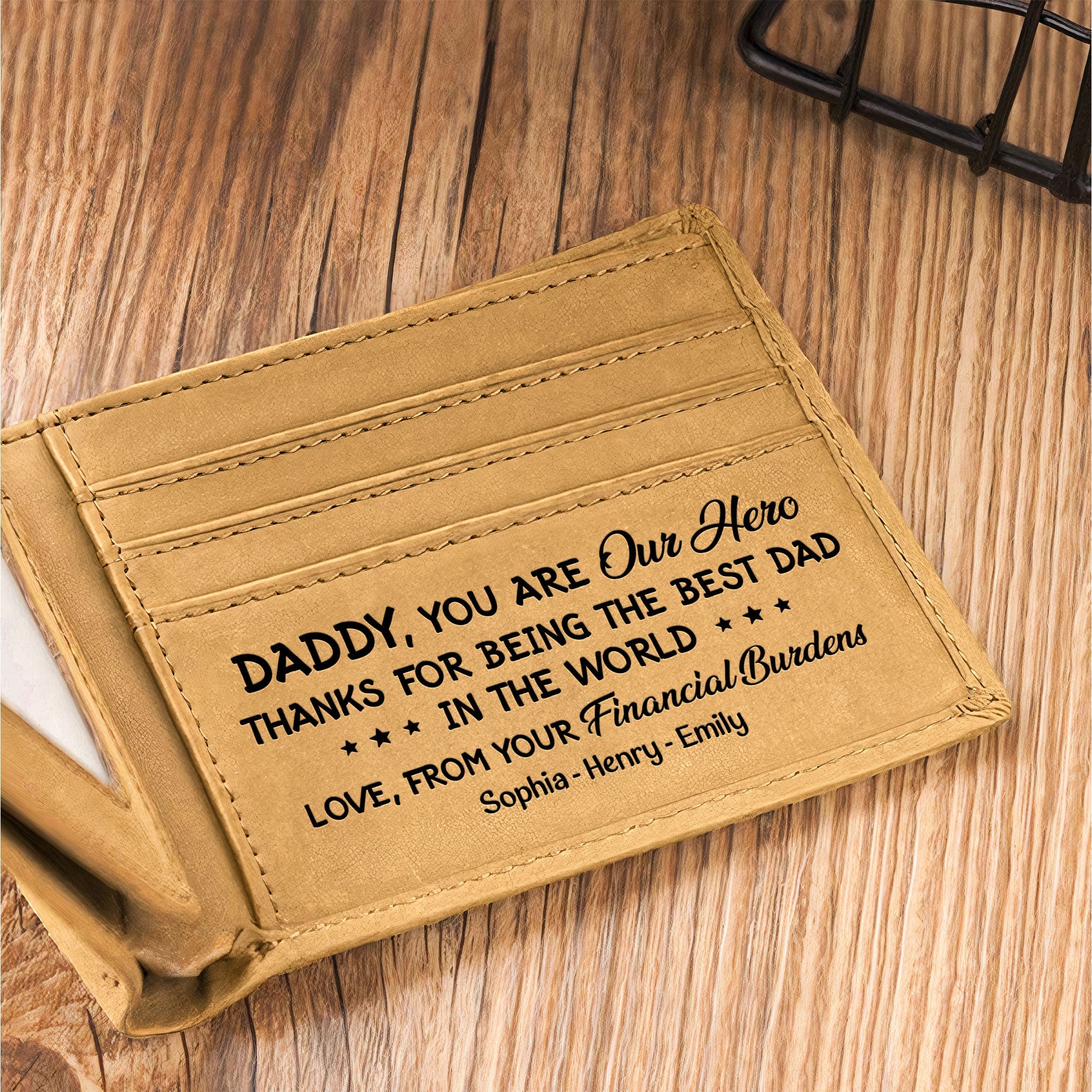 Best Dad Ever New Version - Personalized Leather Wallet