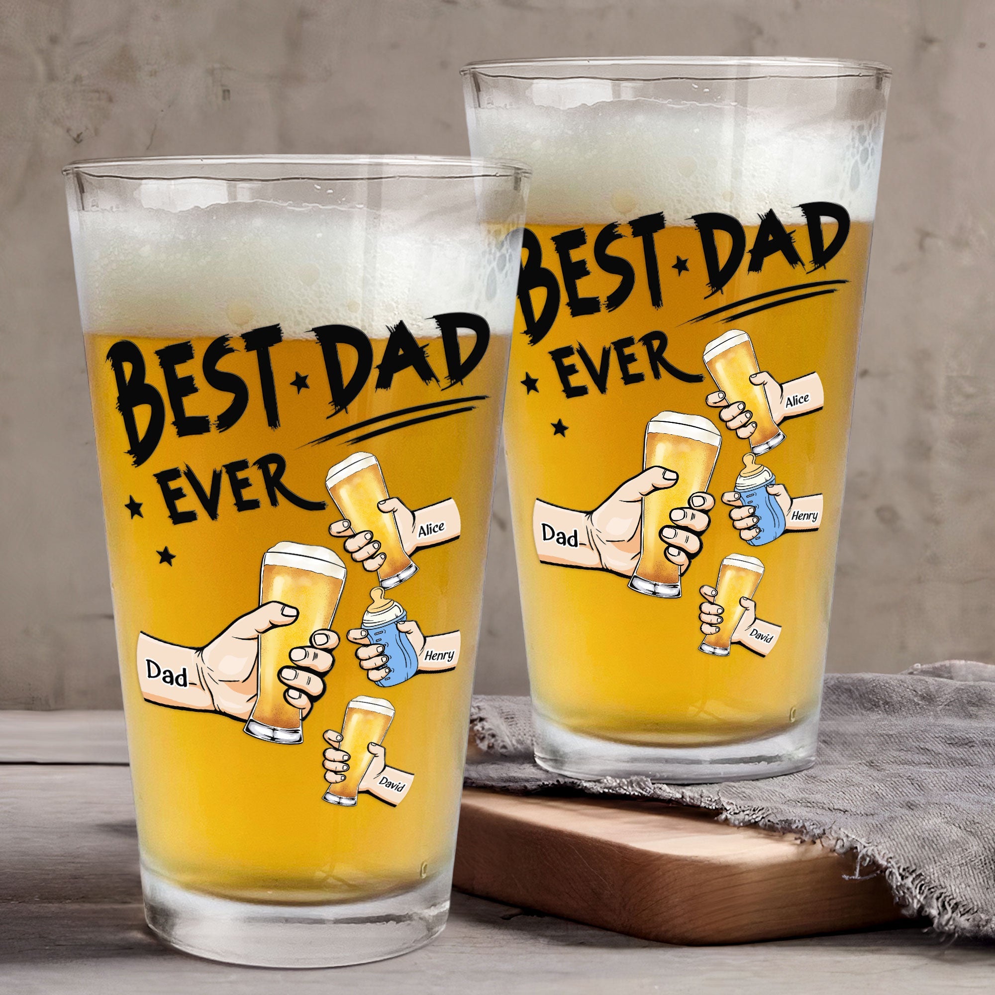 Best Dad Ever - Personalized Beer Glass