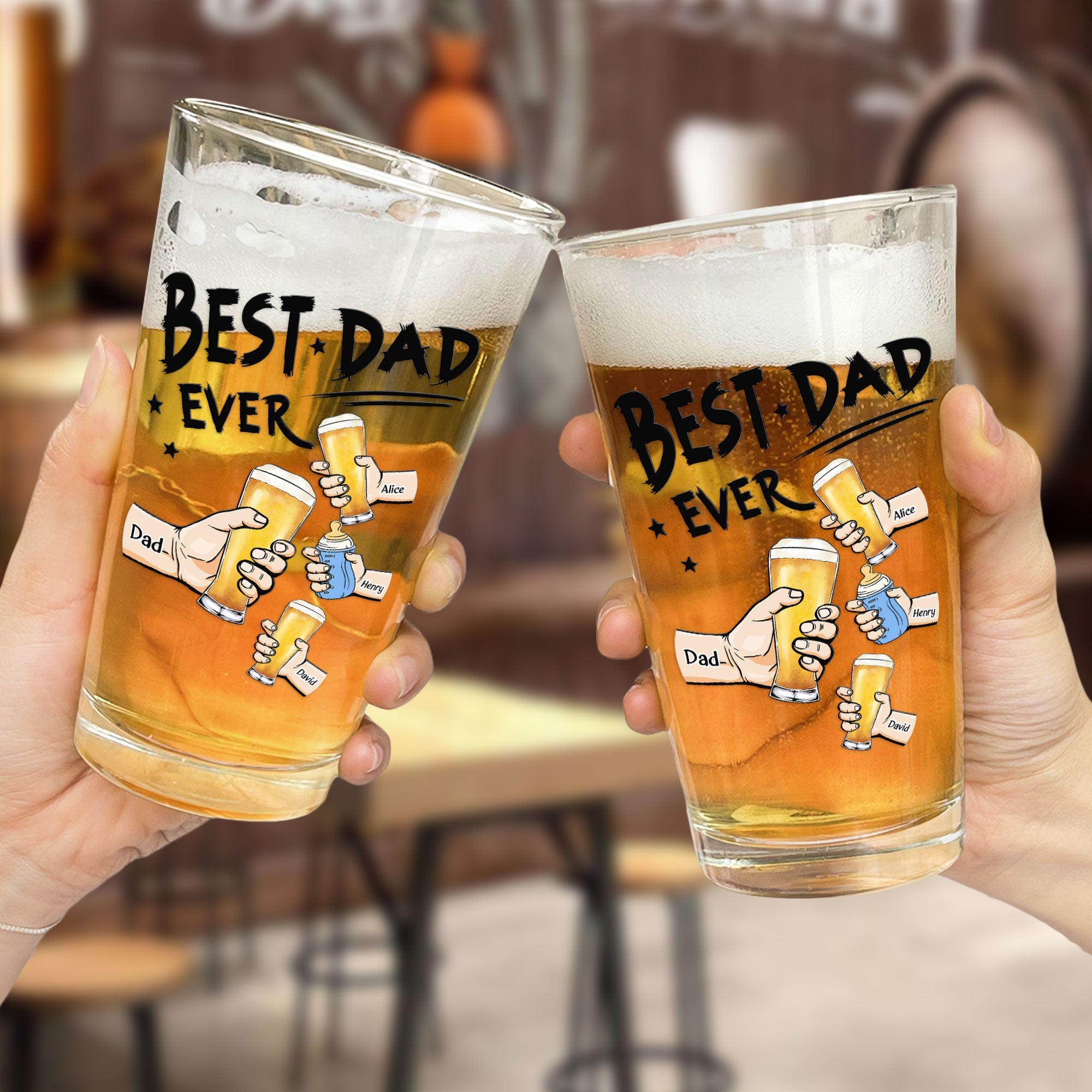 Best Dad Ever - Personalized Beer Glass