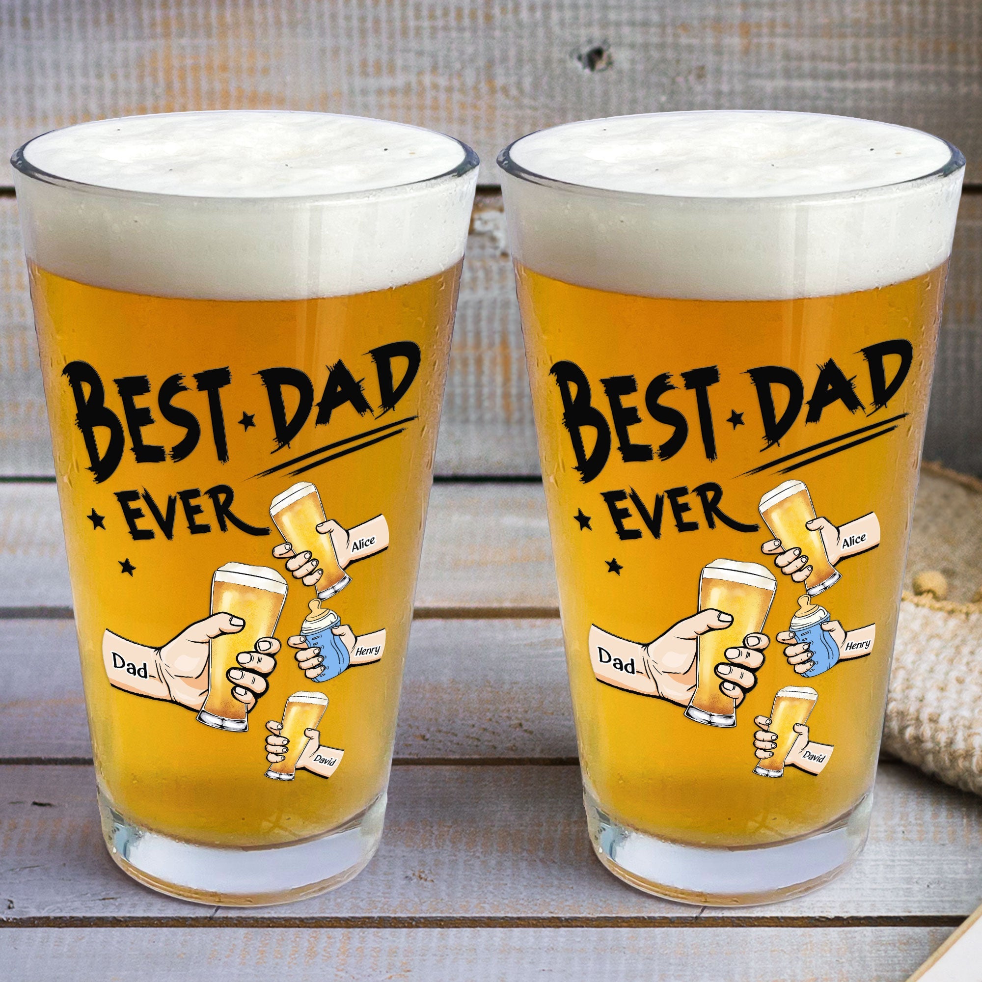 Best Dad Ever - Personalized Beer Glass