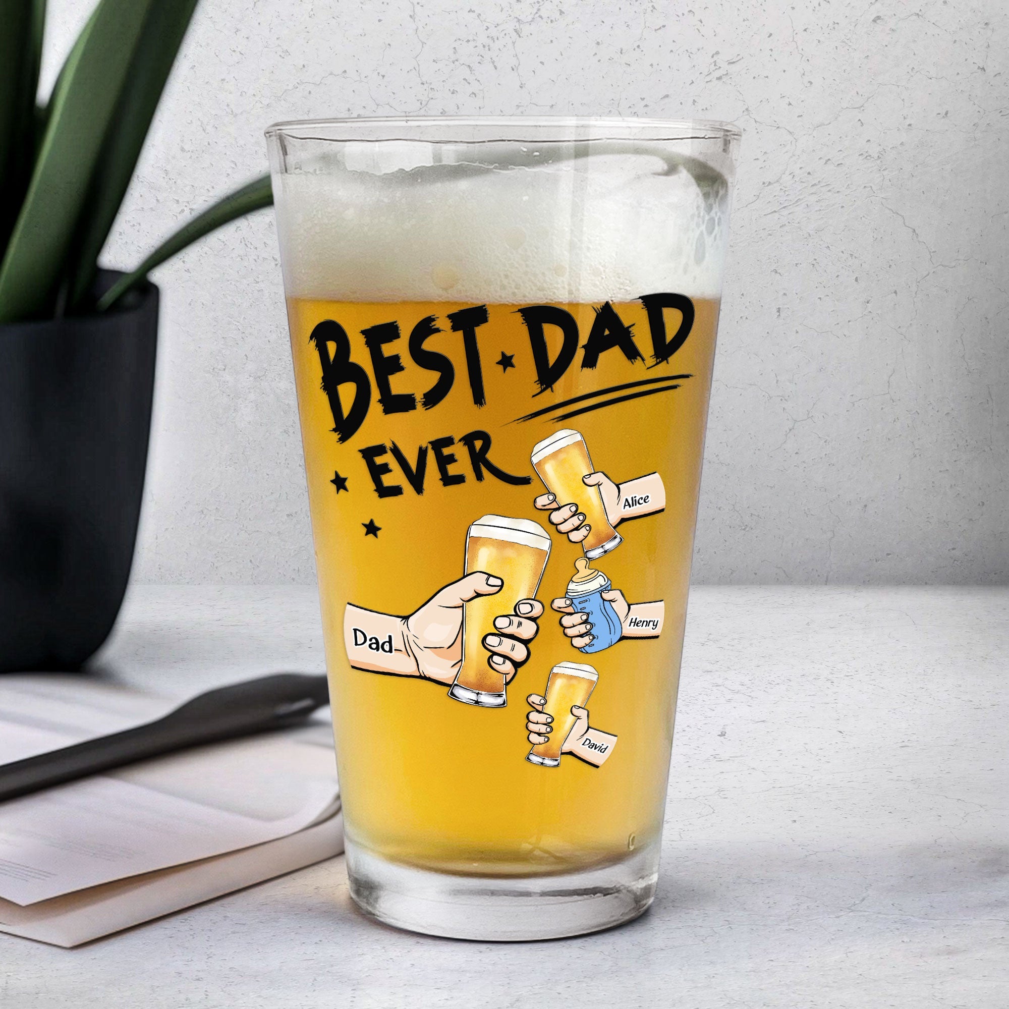 Best Dad Ever - Personalized Beer Glass