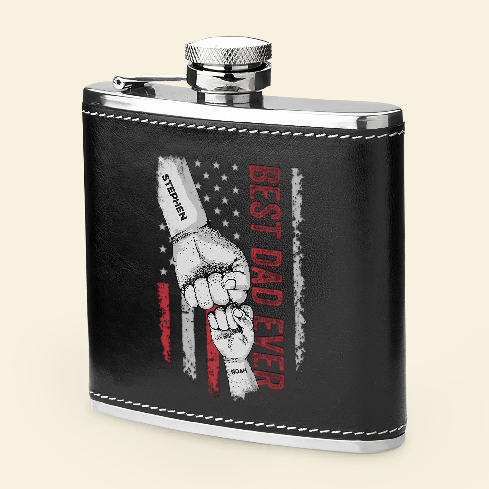 Best Dad Ever - Personalized Leather Flask