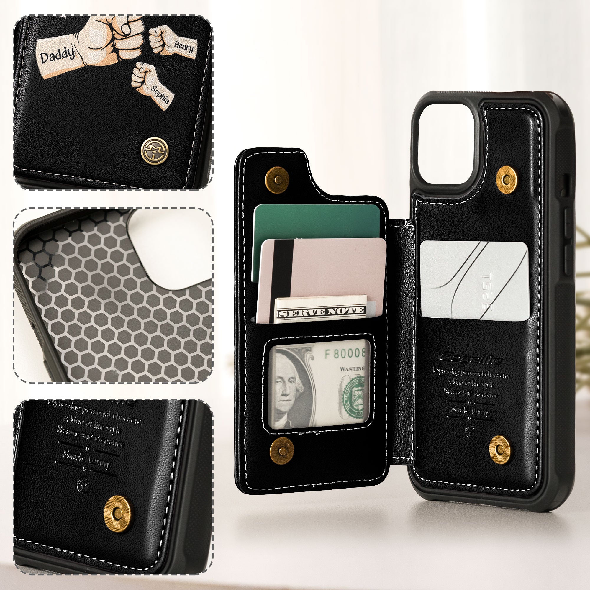 Best Dad Ever - Personalized Leather Flip Wallet Phone Case