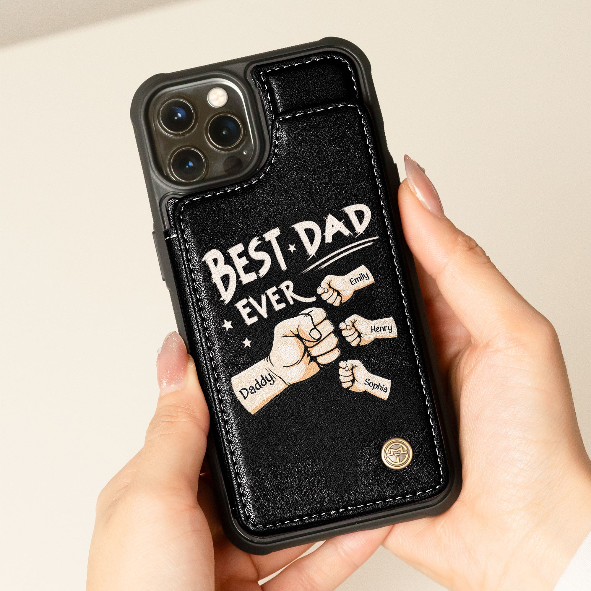 Best Dad Ever - Personalized Leather Flip Wallet Phone Case