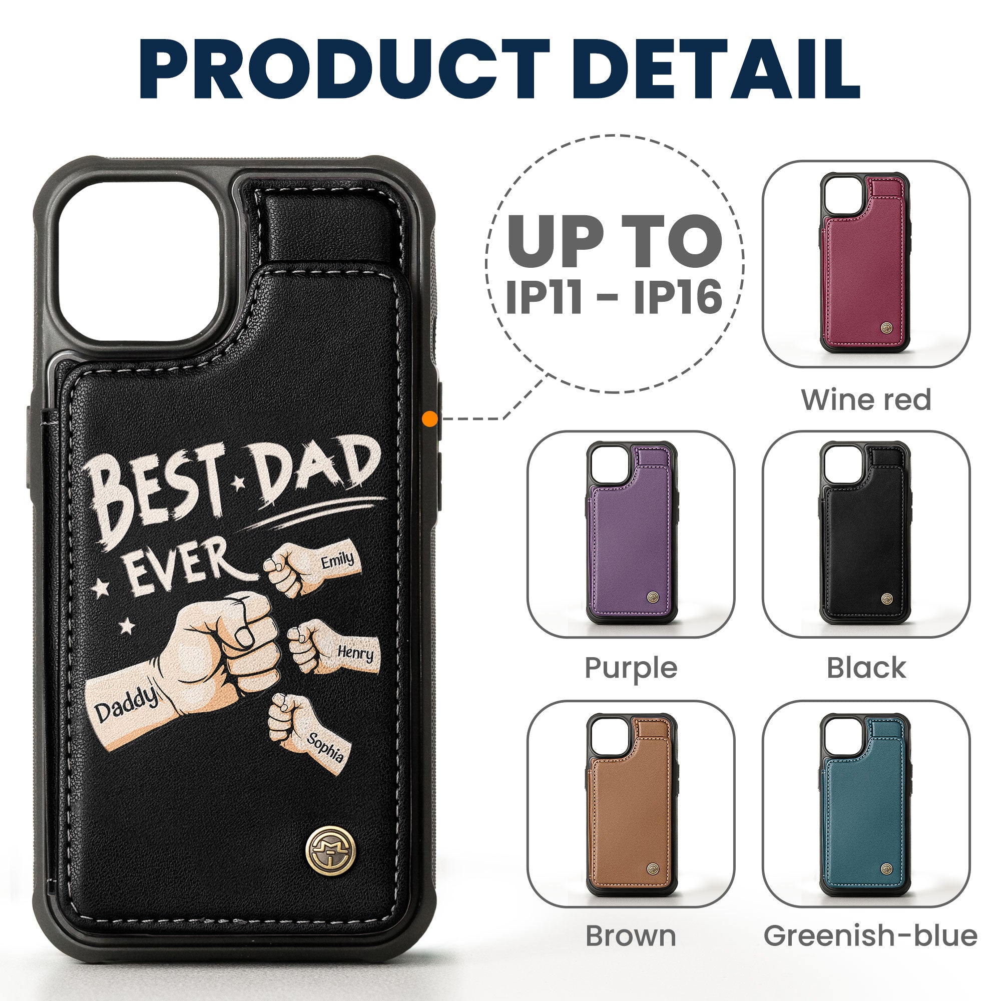 Best Dad Ever - Personalized Leather Flip Wallet Phone Case