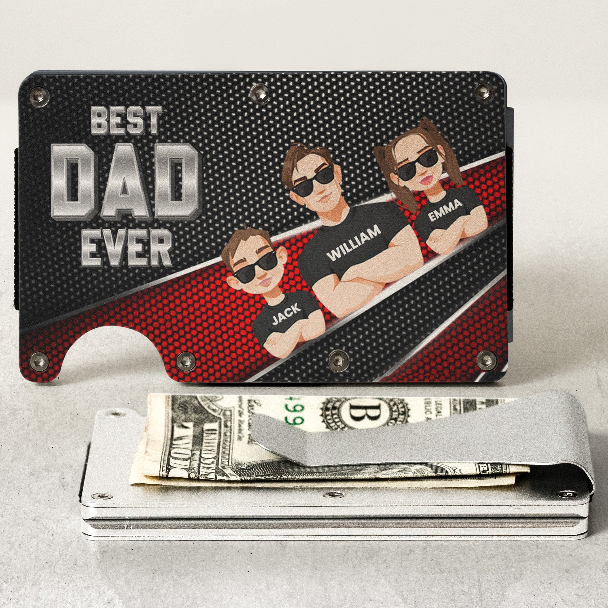 Best Dad Ever - Personalized Metal Card Holder