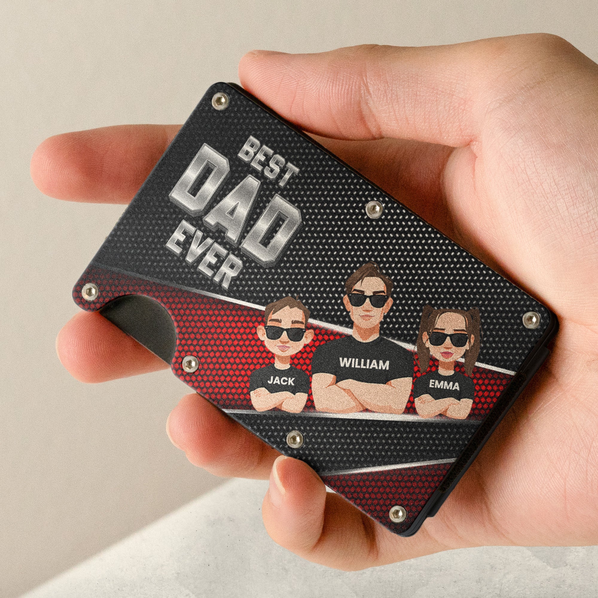 Best Dad Ever - Personalized Metal Card Holder