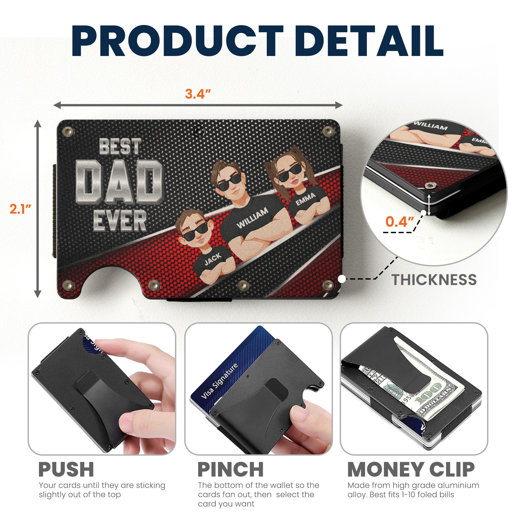 Best Dad Ever - Personalized Metal Card Holder