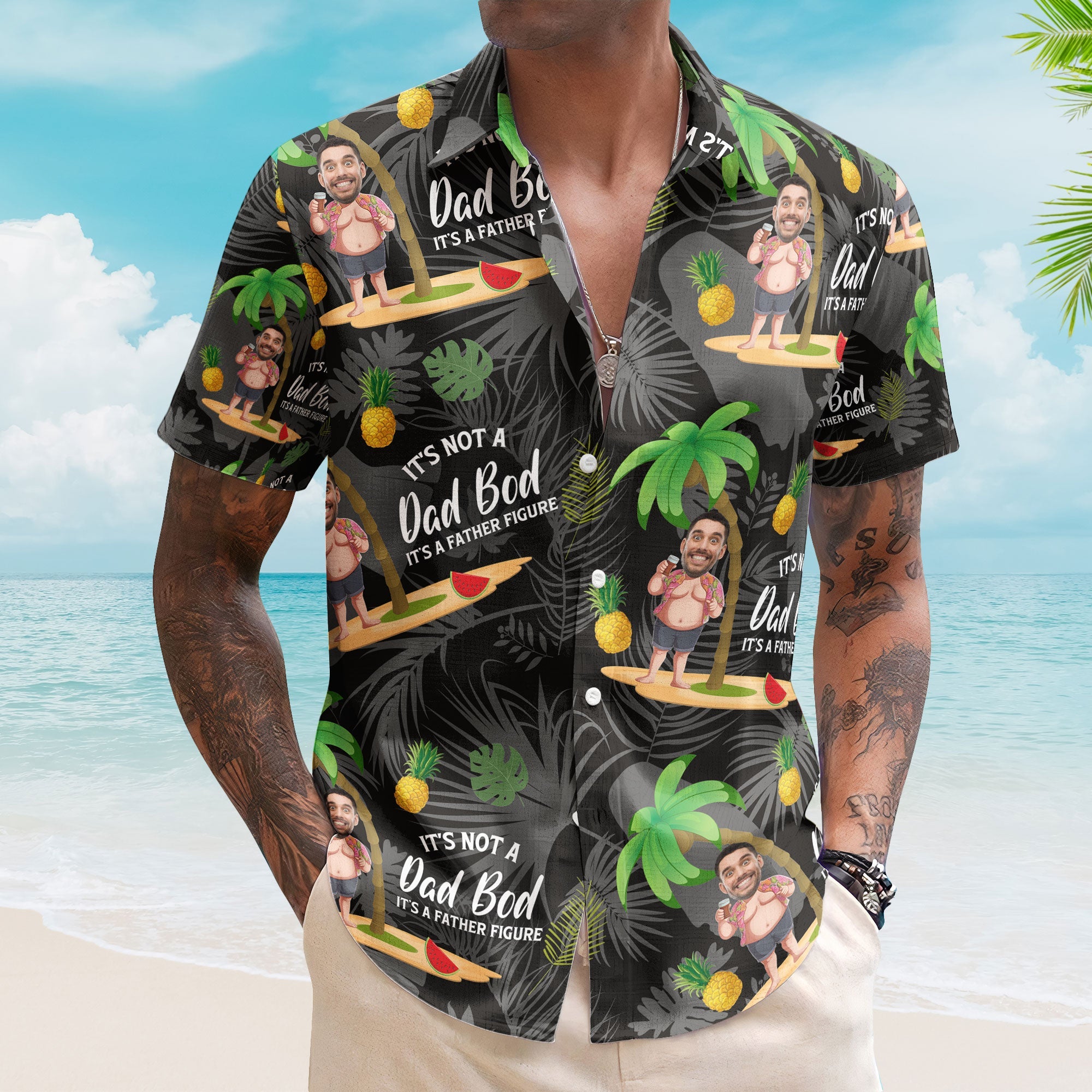 It's Not A Dad Bod It's A Father Figure - Personalized Photo Hawaiian Shirt