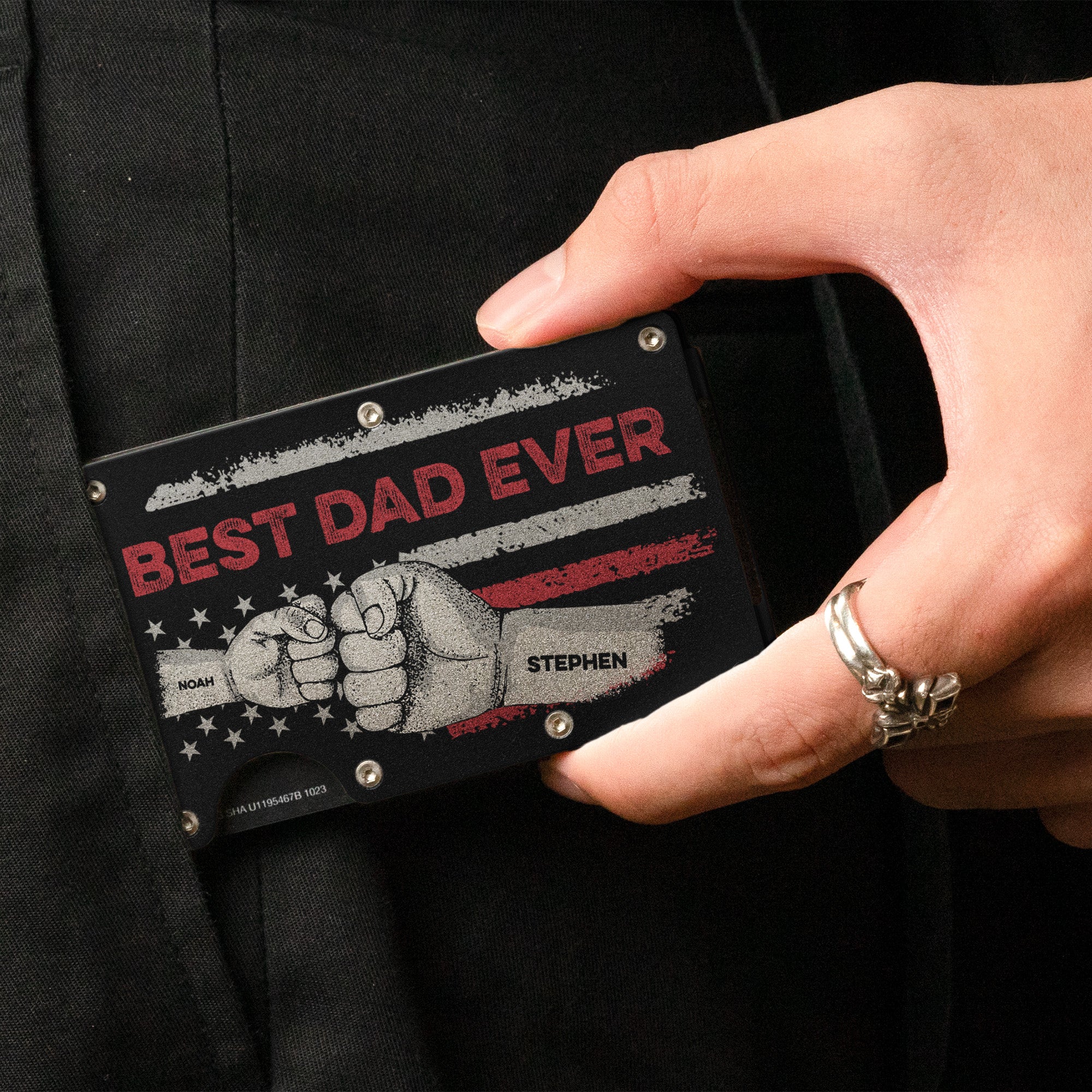 Best Dad Ever Retro Style - Personalized Metal Card Holder