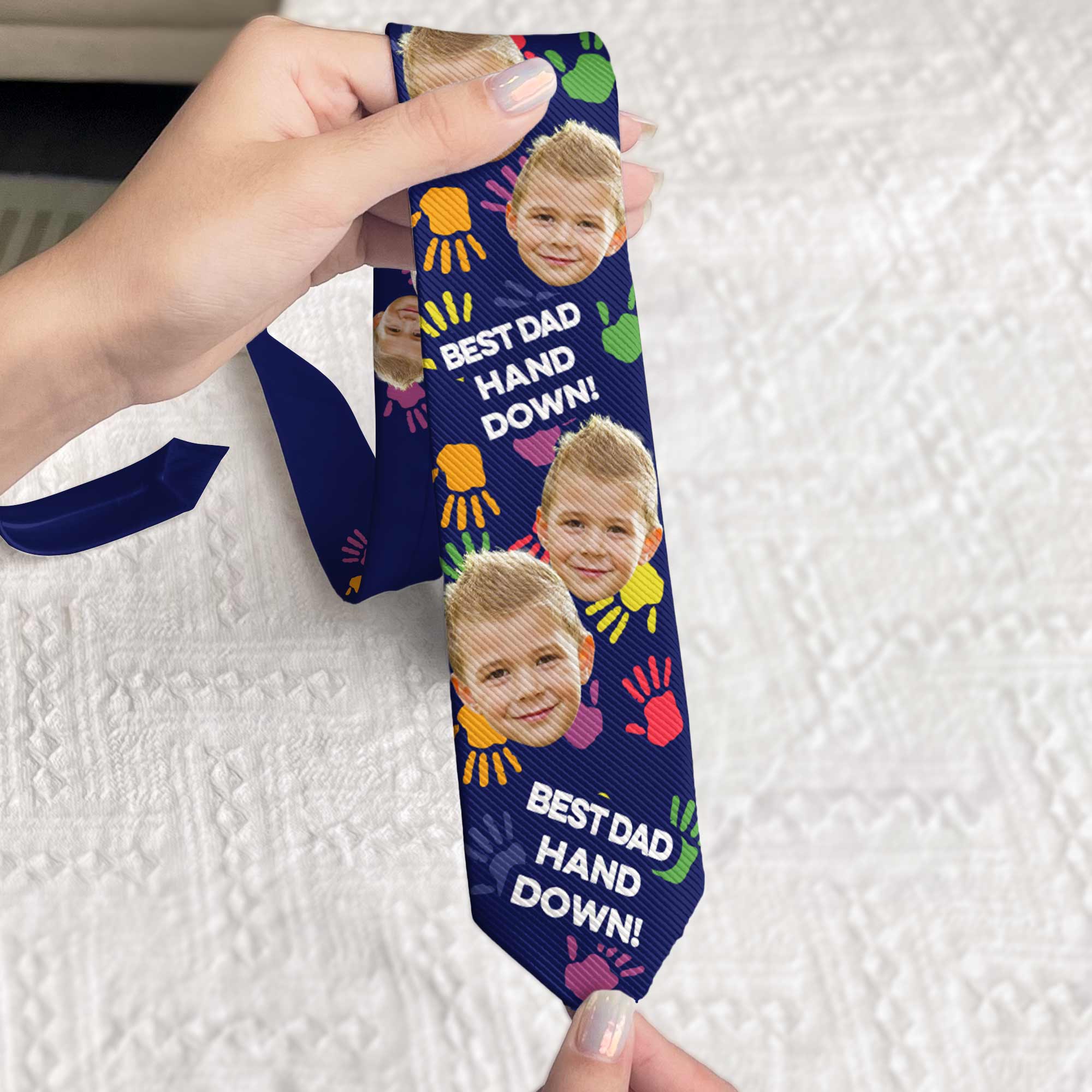 Best Dad Hand Down - Personalized Custom Photo Tie