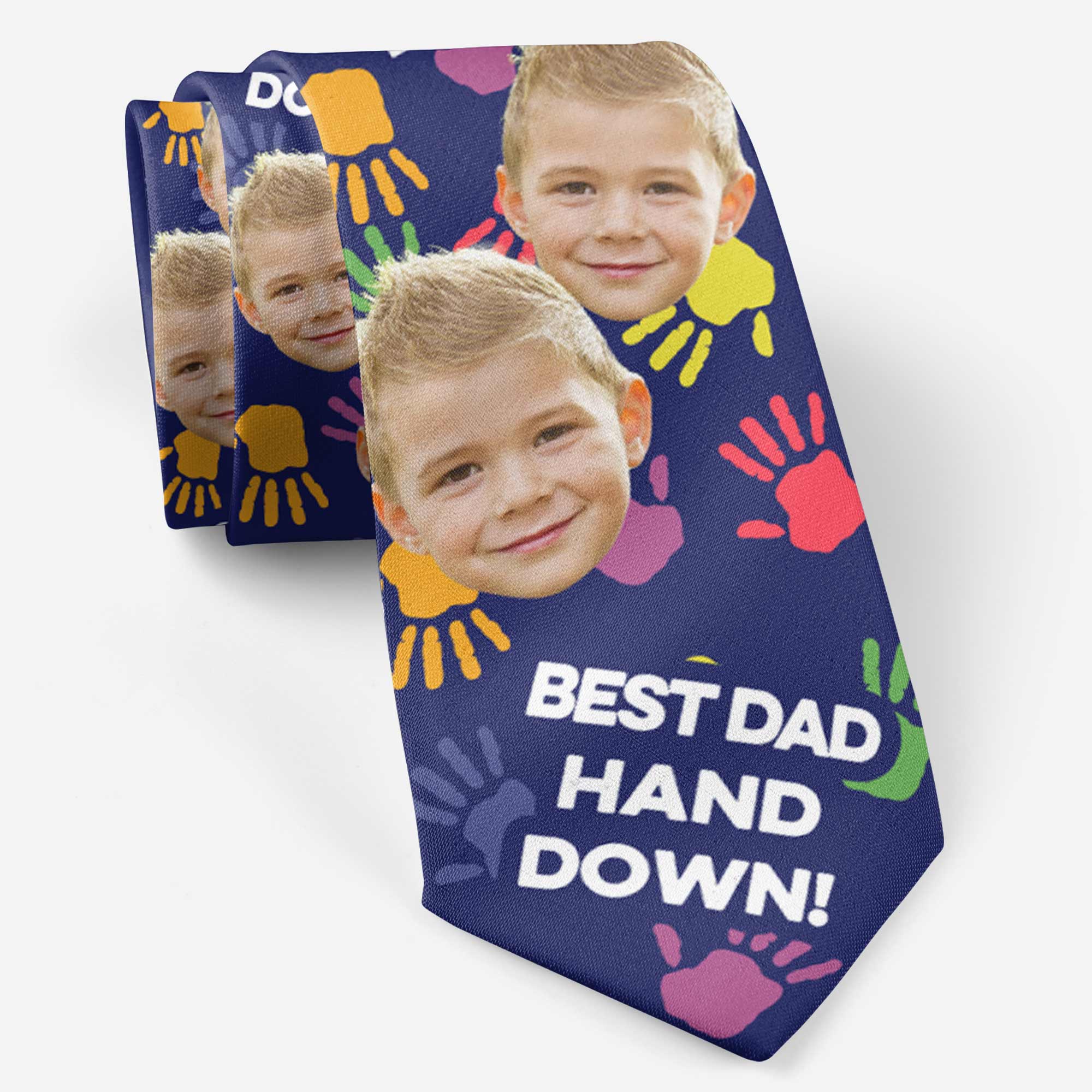 Best Dad Hand Down - Personalized Custom Photo Tie